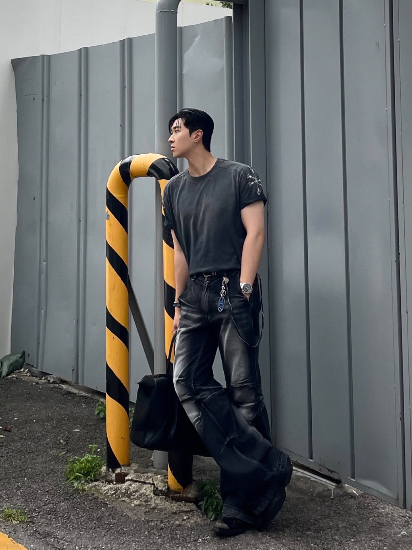 BLR Double Yoke Biker Washing Denim Pants Black (RENEW.) 착용 스타일