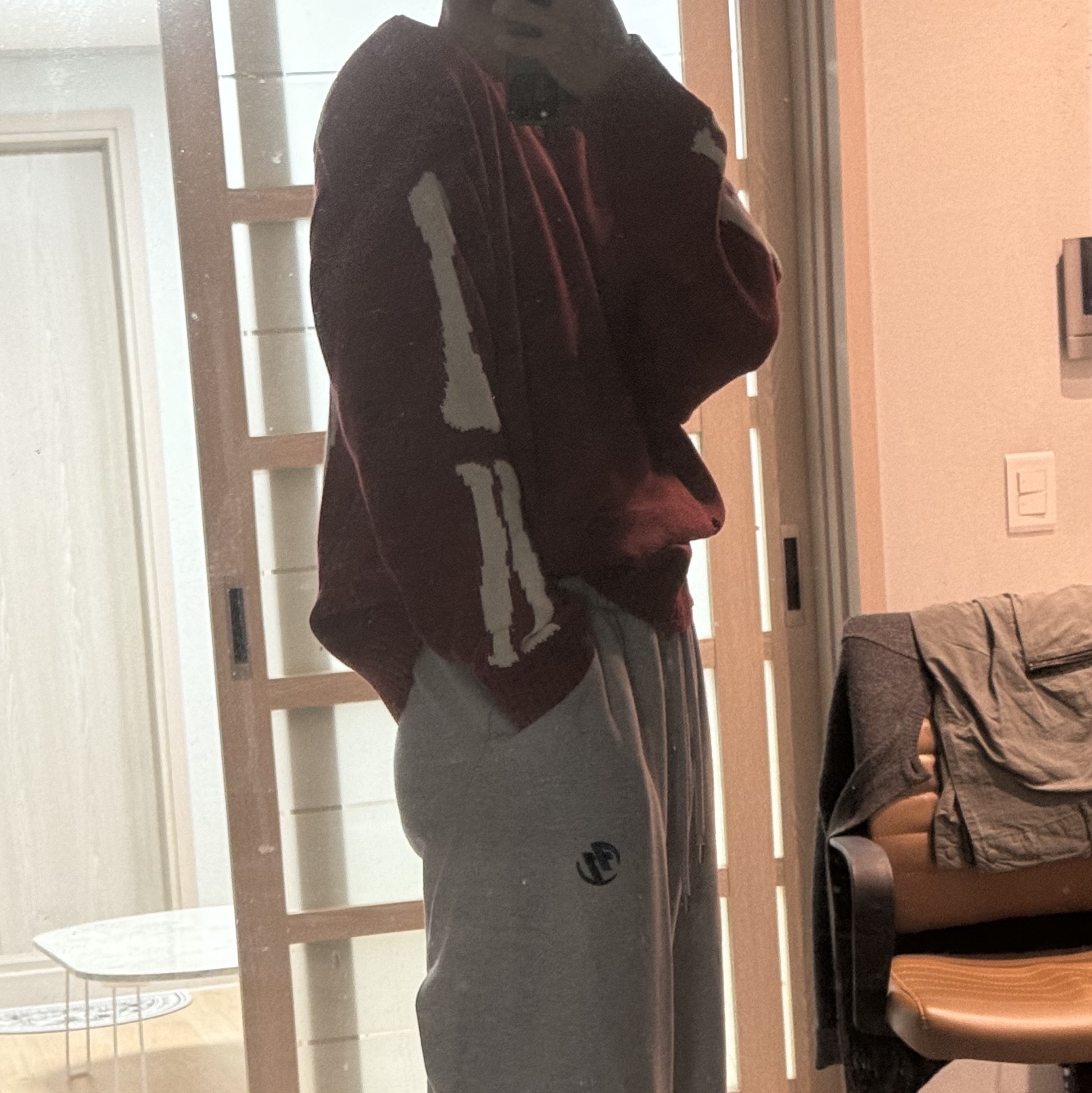 Zara x Ader Error Jogger Pants Grey, Kapital 5G Wool Bone Crewneck Sweater Red 착용 스타일