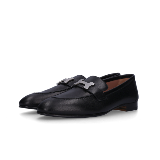 (W) Hermes Paris Loafers Goatskin & Palladium Noir