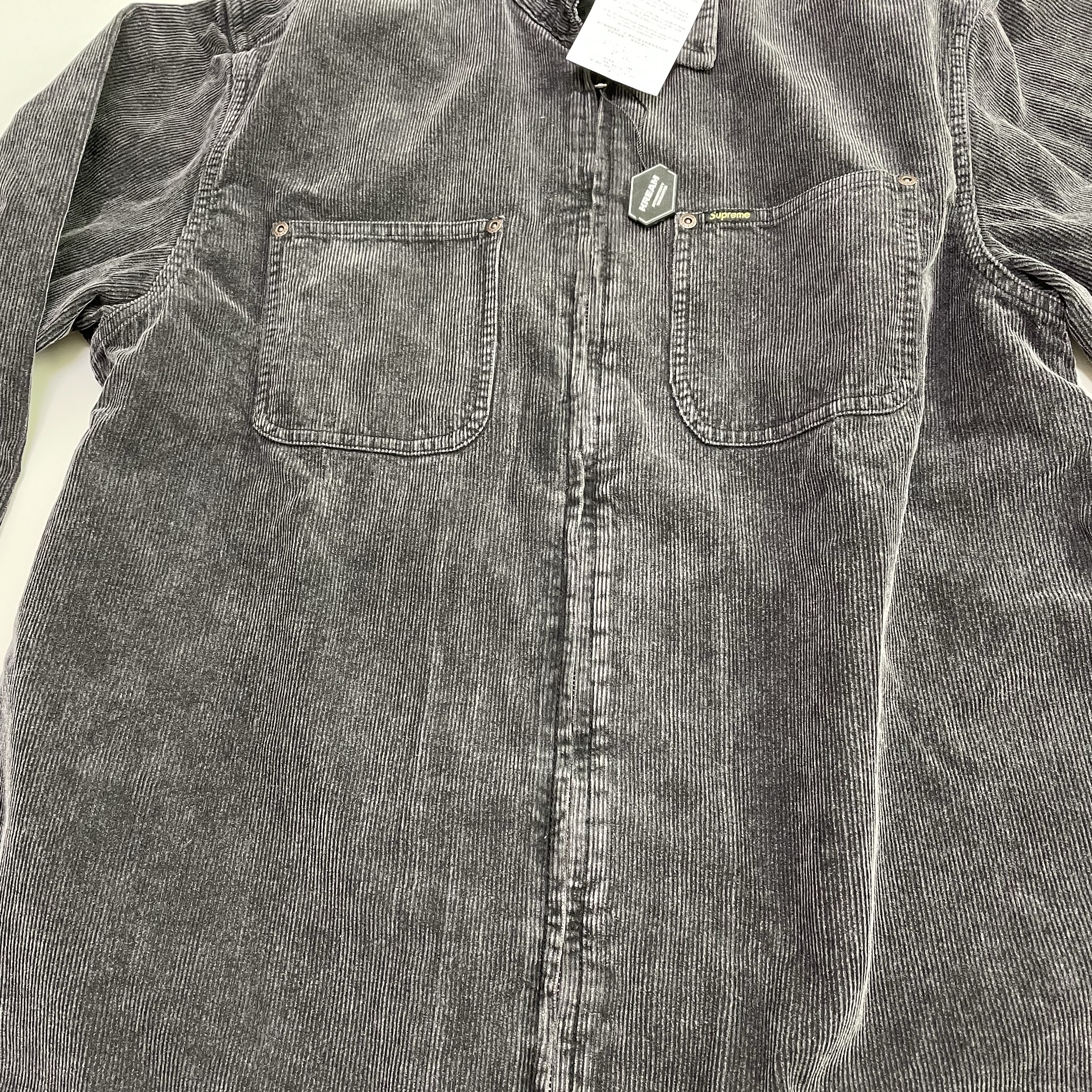 Supreme Washed Corduroy Zip Up Shirt Black - 24SS 착용 스타일