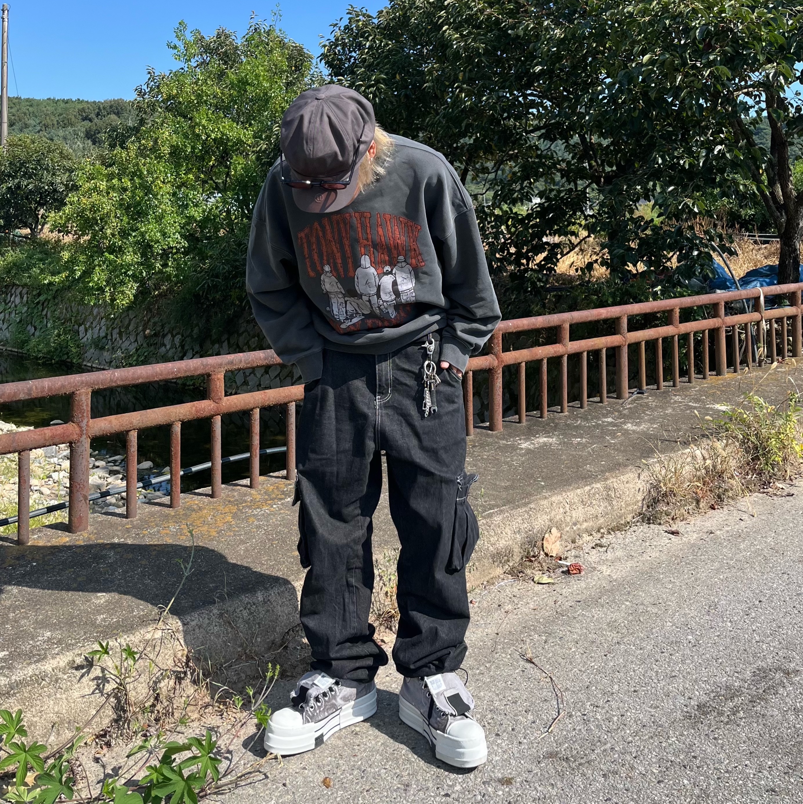 Converse x Drkshdw DBL Drkstar Overdye Chuck 70 Hi Concrete 착용 스타일 - 3