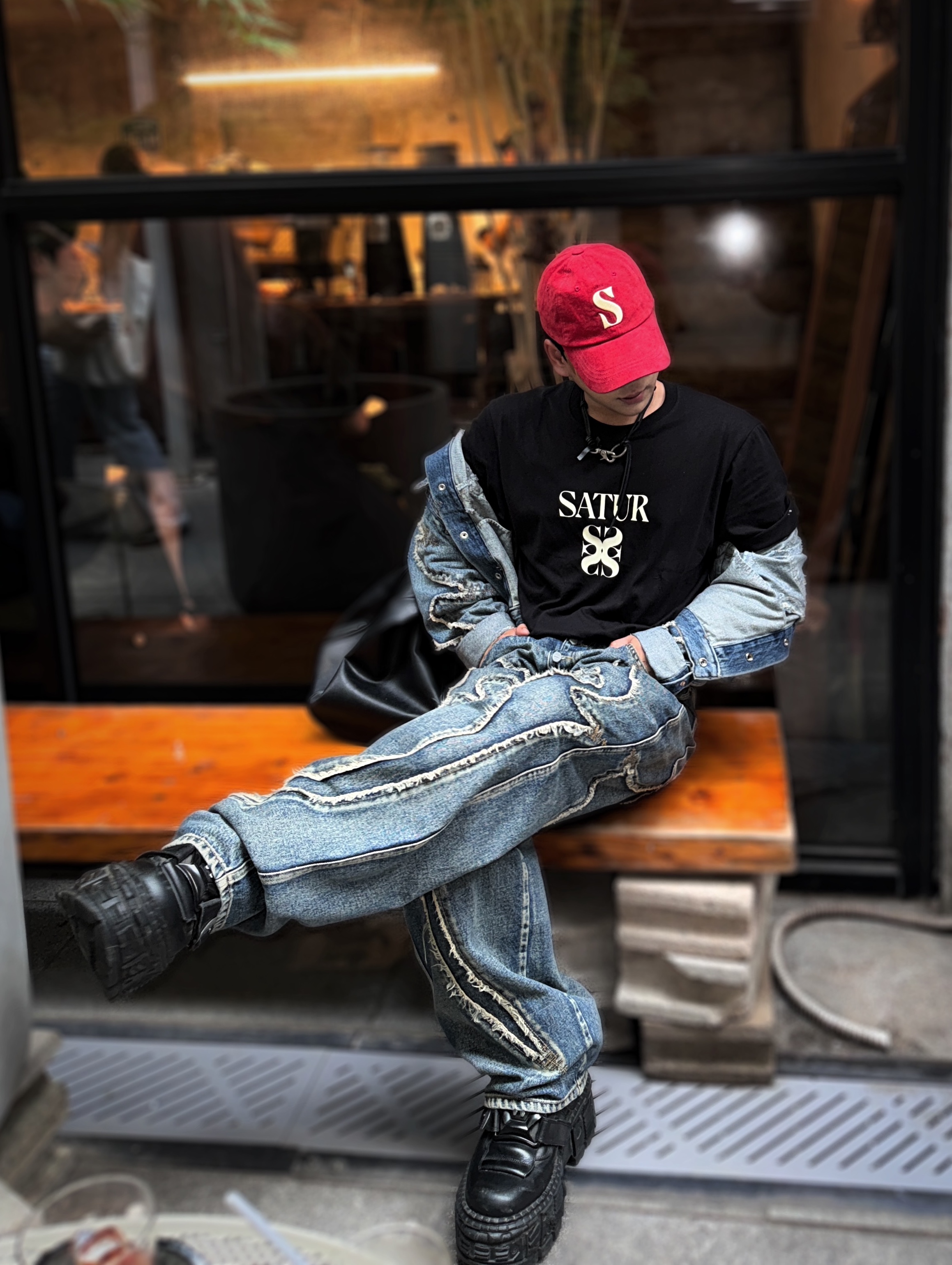 Thug Club Denim Tribal Pants Denim, Thug Club Tribal Jacket Denim 착용 스타일 - 3