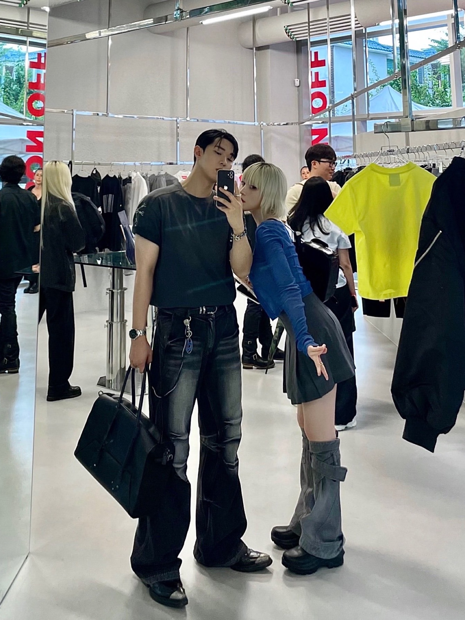 BLR Double Yoke Biker Washing Denim Pants Black (RENEW.) 착용 스타일