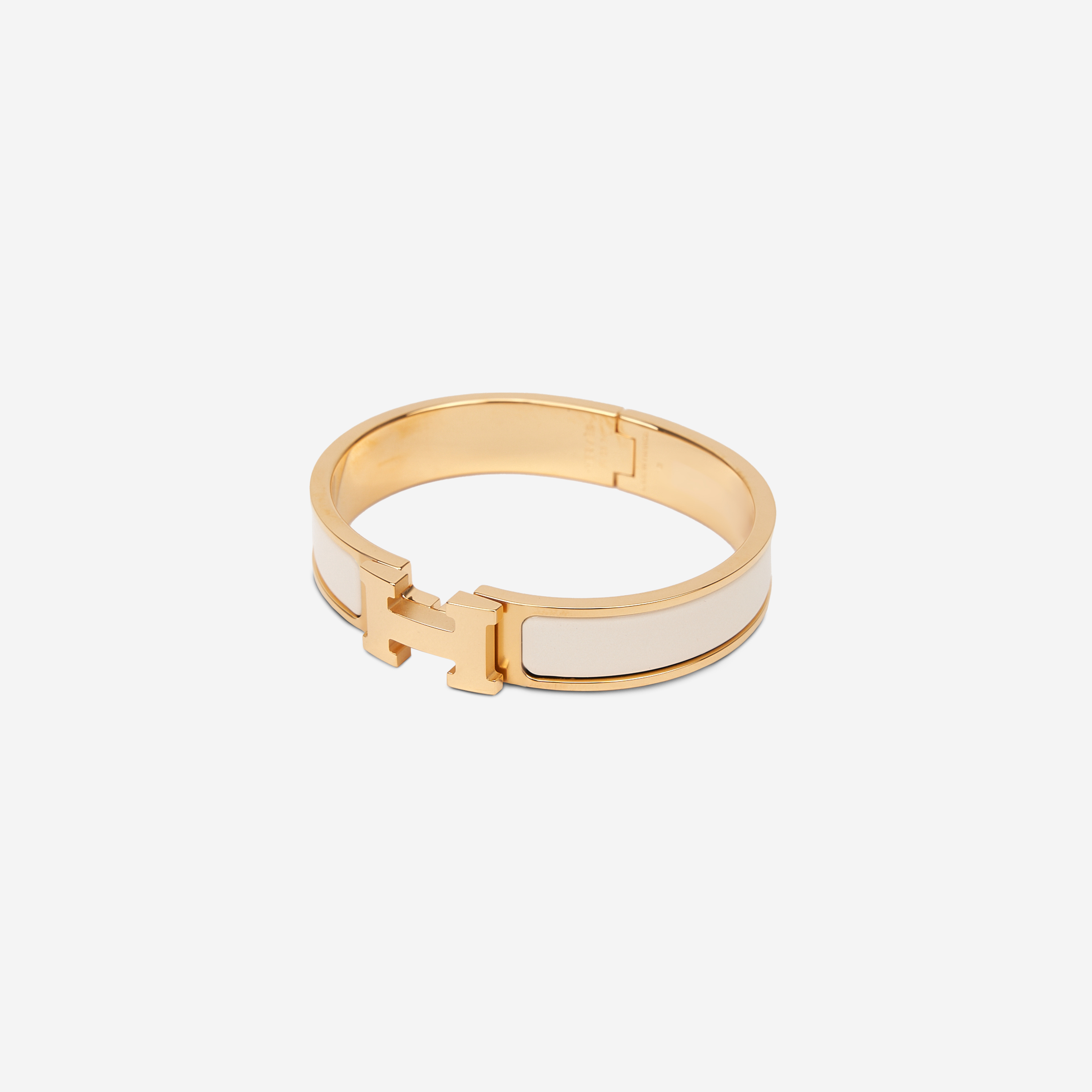(W) Hermes Clic H Bracelet Gold & Creme
