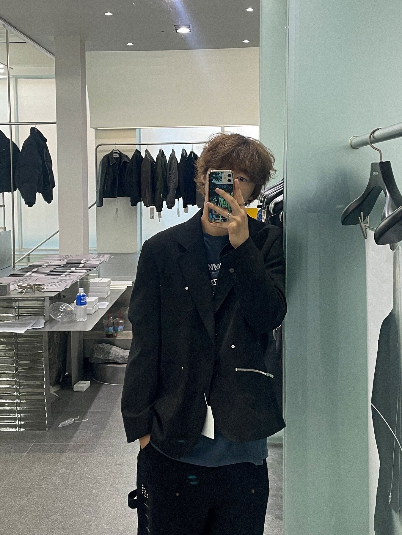 Haleine Patch Pocket Cotton Blazer Black (VJ303), Haleine Patch Pocket Denim Blazer Indigo (VJ304) 착용 스타일