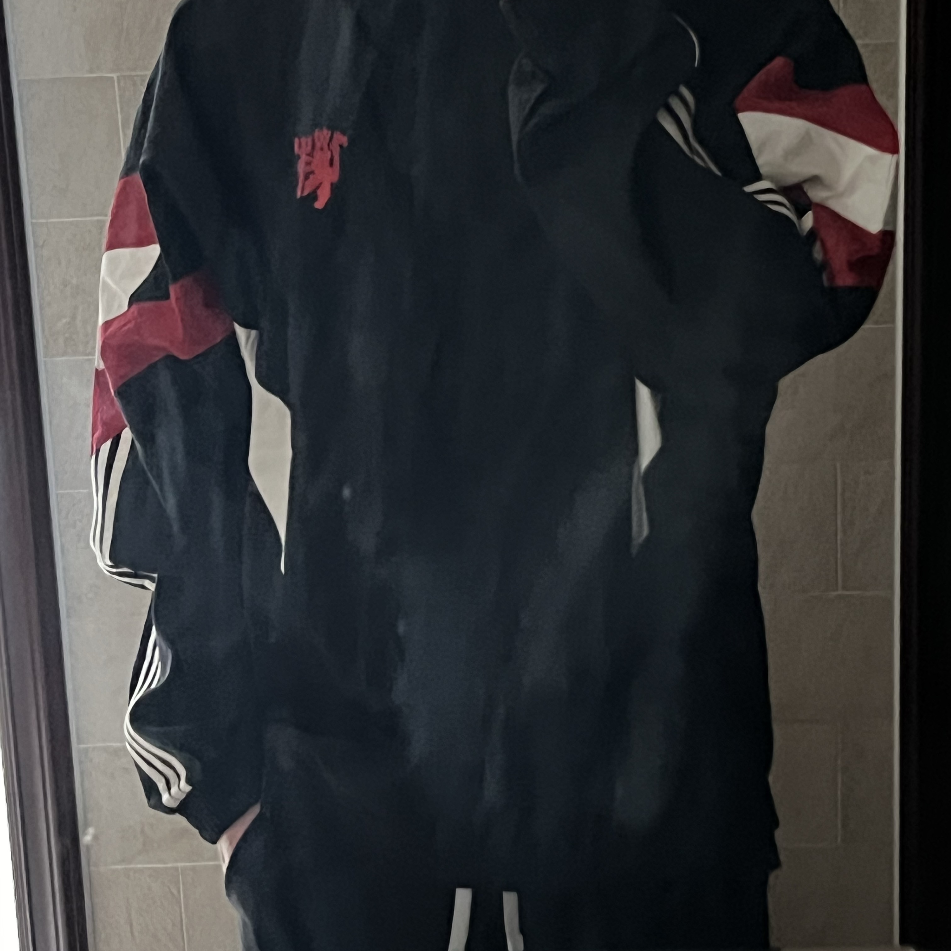 Adidas Manchester United Originals Track Top Black Red - KR Sizing 착용 스타일 - 2