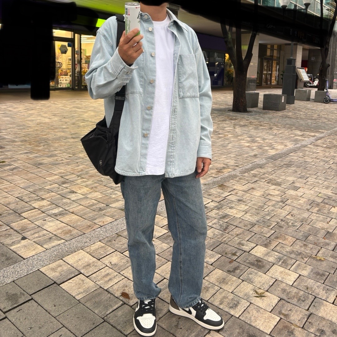 Wooyoungmi Back Logo Denim Shirt Light Blue - 24SS, Jordan 1 Retro Low OG Mocha 착용 스타일 - 1