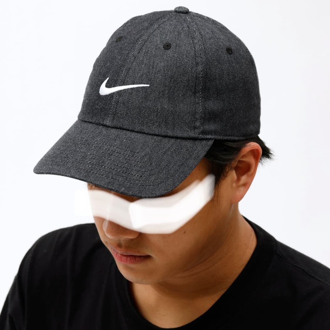 Nike NSW Heritage 86 Swoosh Denim Cap Black 착용 스타일