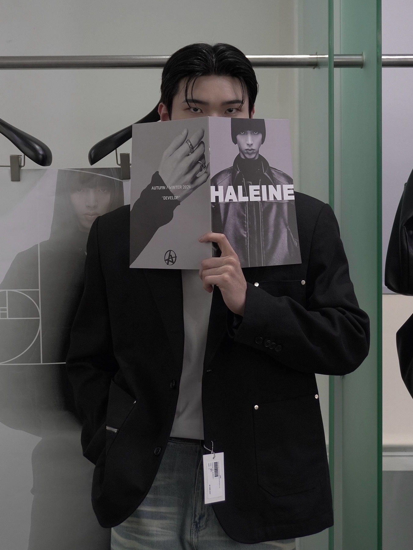 Haleine Patch Pocket Cotton Blazer Black (VJ303), Haleine Patch Pocket Denim Blazer Indigo (VJ304) 착용 스타일