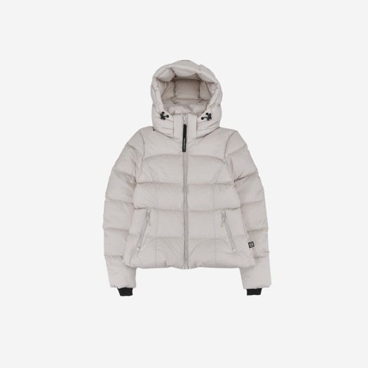 (W) Aritzia The Supersnug Puff Climatte Japanese Ripstop Goose Down Slim Fit Puffer Jacket Matte Pearl