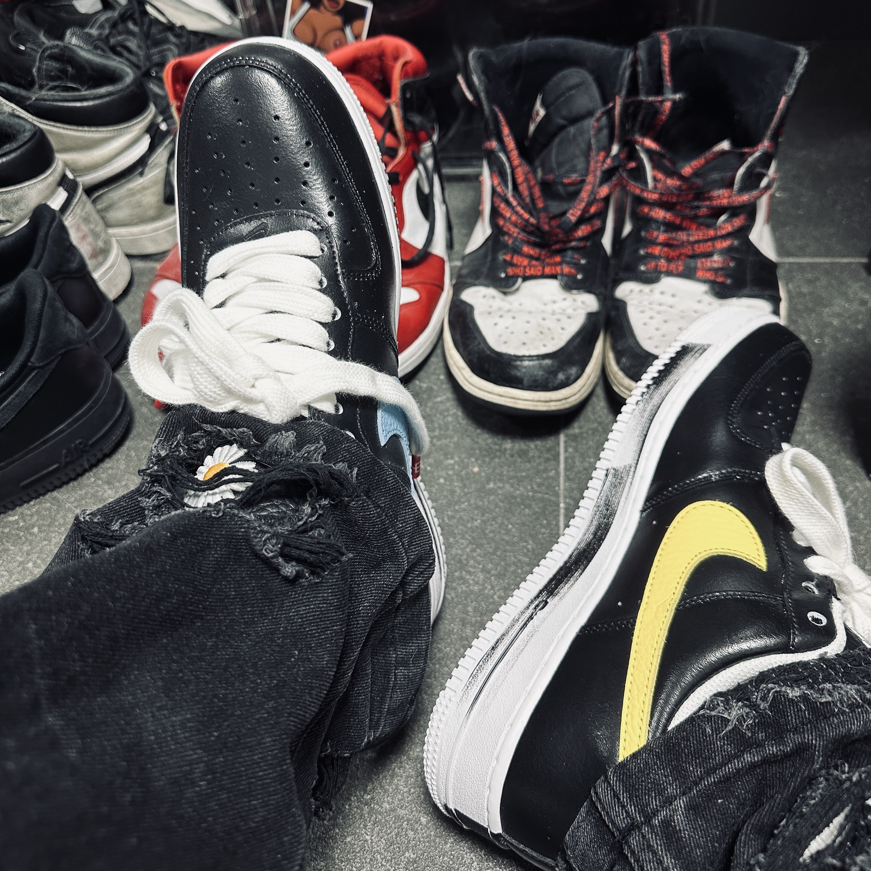 Nike x Peaceminusone Air Force 1 Low Para-Noise 3.0 Black and Multicolor 착용 스타일 - 2