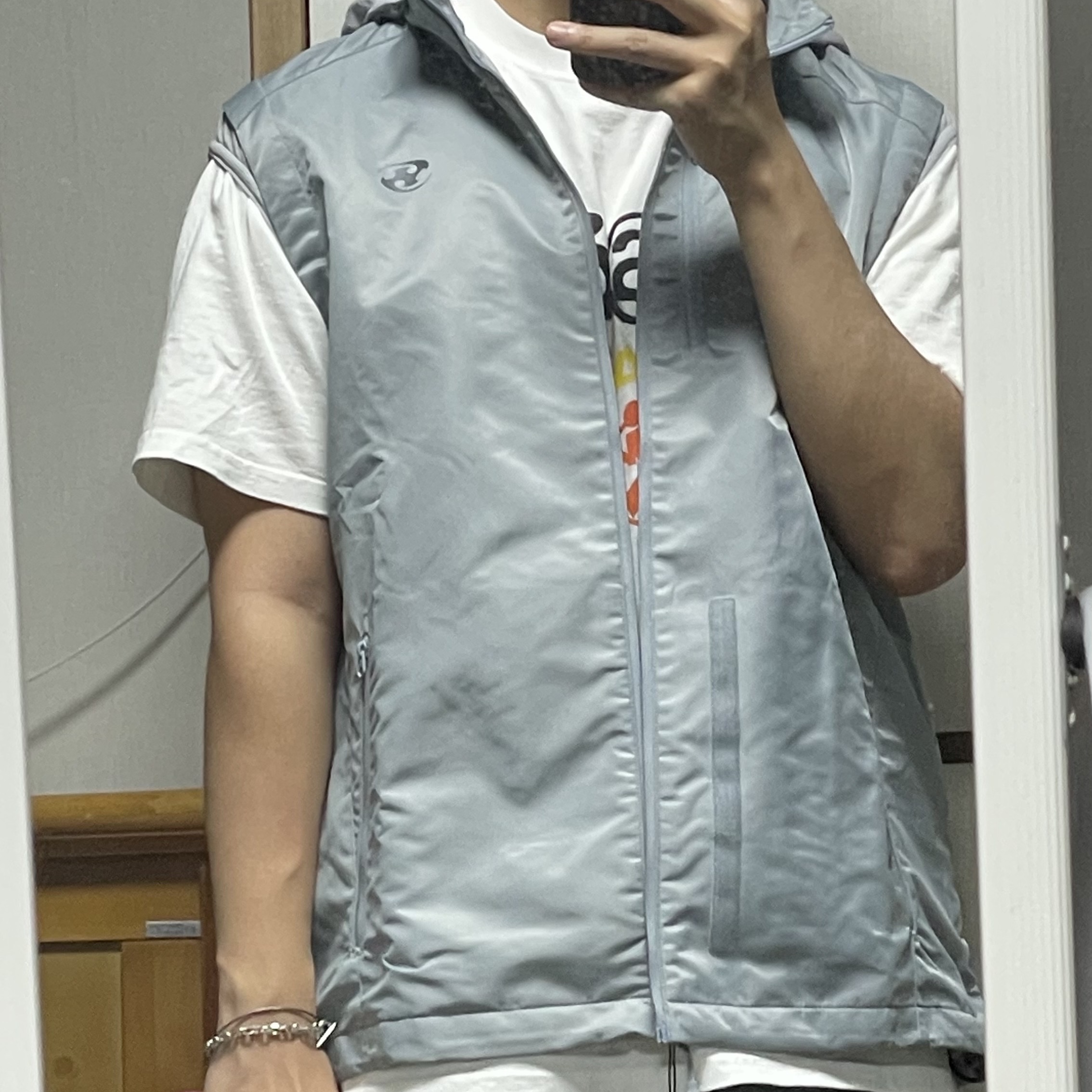 Sansan Gear BLF Nylon Work Vest Ice Grey - 24SS 착용 스타일
