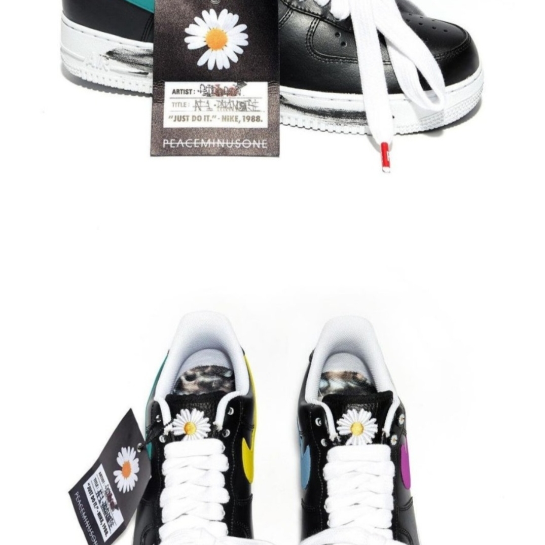 Nike x Peaceminusone Air Force 1 Low Para-Noise 3.0 Black and Multicolor 착용 스타일