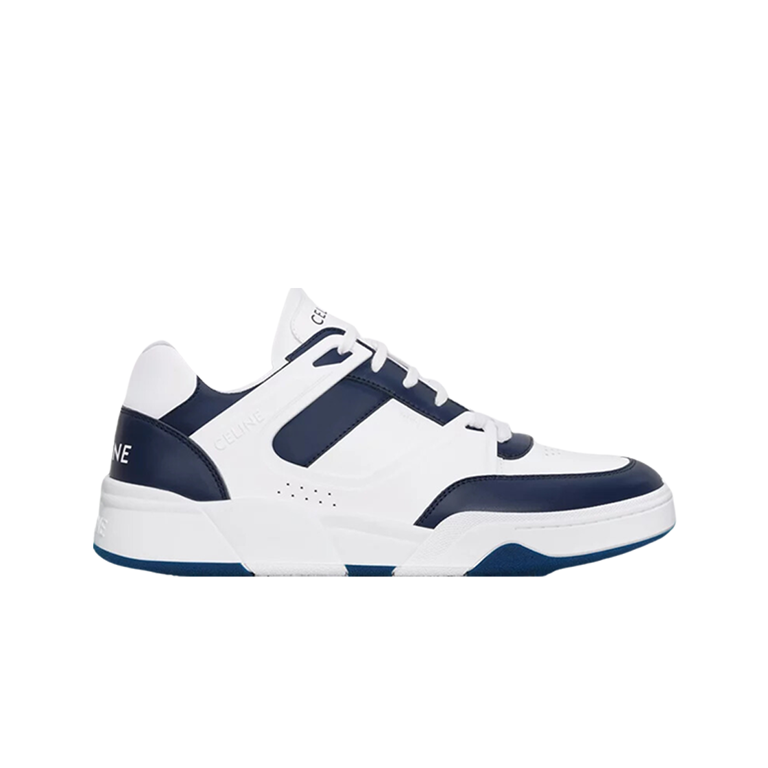 354863840C-01DP Celine Trainer CT-07 Low Lace-Up Sneakers in Calfskin Optic White Navy