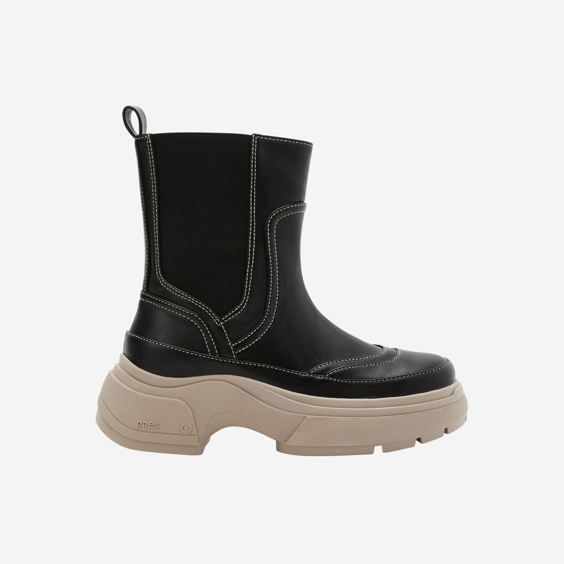 paes-09-BKBG PAES Layer Chelsea Boots Black Beige