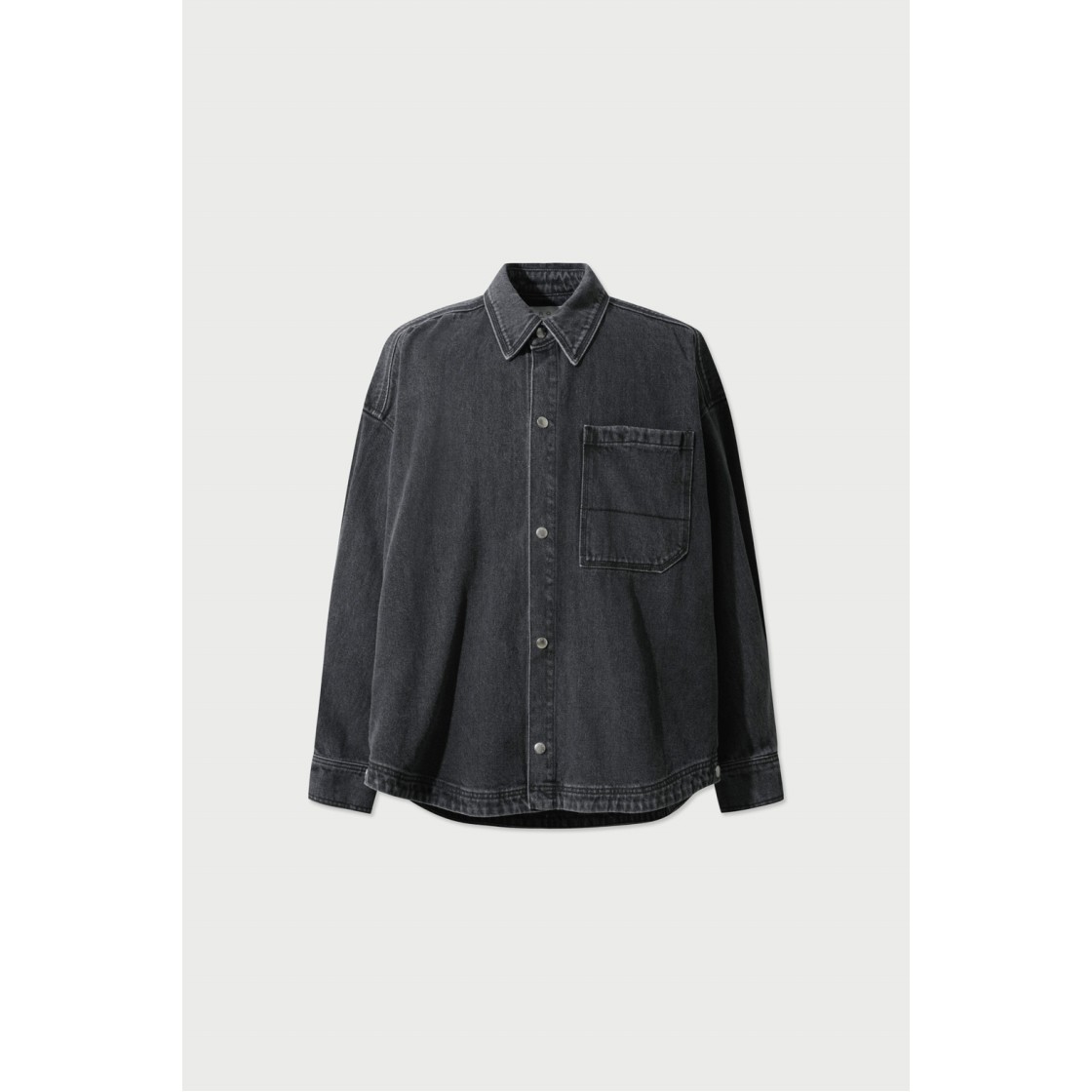 이로 벨벳 사이드 스냅 데님 셔츠 자켓 그레이(Iro Velvet Side Snap Loose Fit Denim Shirt Jacket Grey) - 2