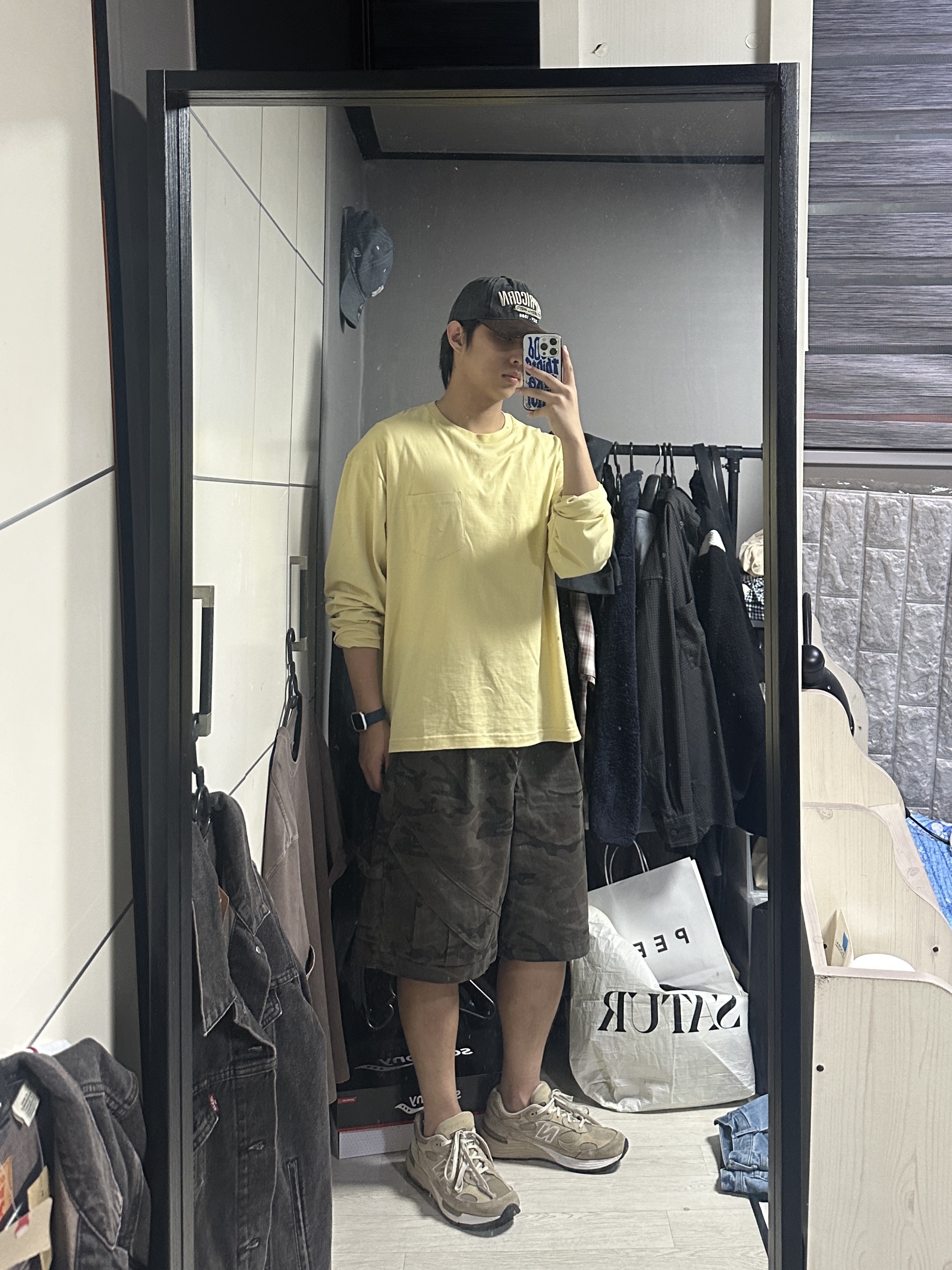 New Balance 992 Made in USA Tan 착용 스타일 - 2