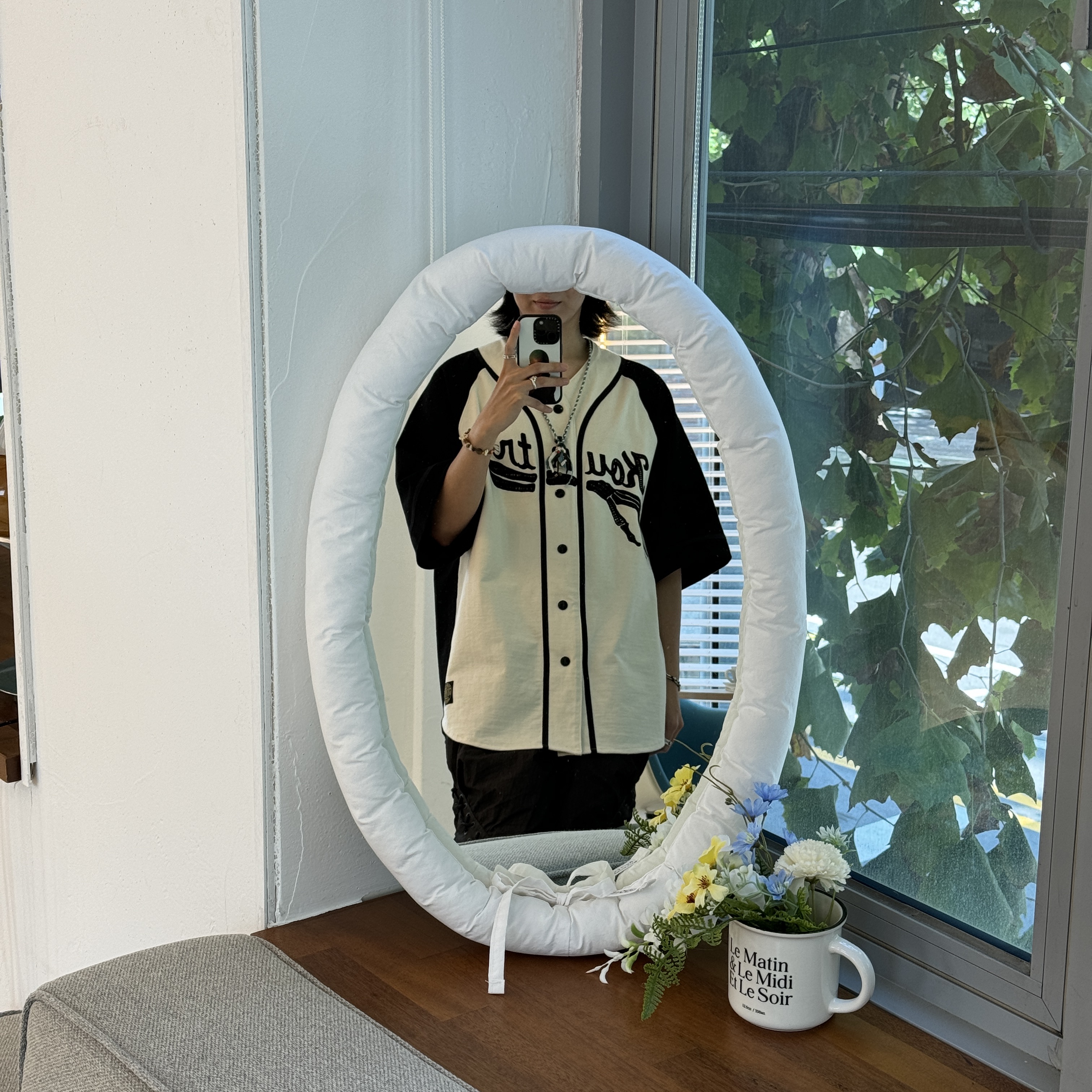 Kapital Baseball Bone Shirt Kinari Black 착용 스타일 - 3