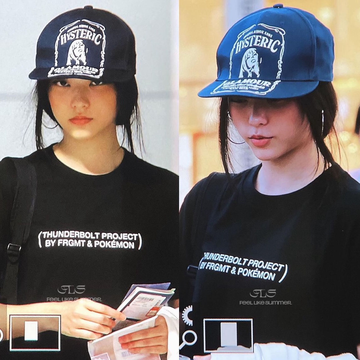 Hysteric Glamour HYS Whisky Embroidery Cap Navy, Hysteric Glamour HYS Whisky Embroidery Cap Black 착용 스타일 - 1