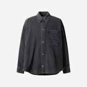 Iro Velvet Side Snap Loose Fit Denim Shirt Jacket Grey