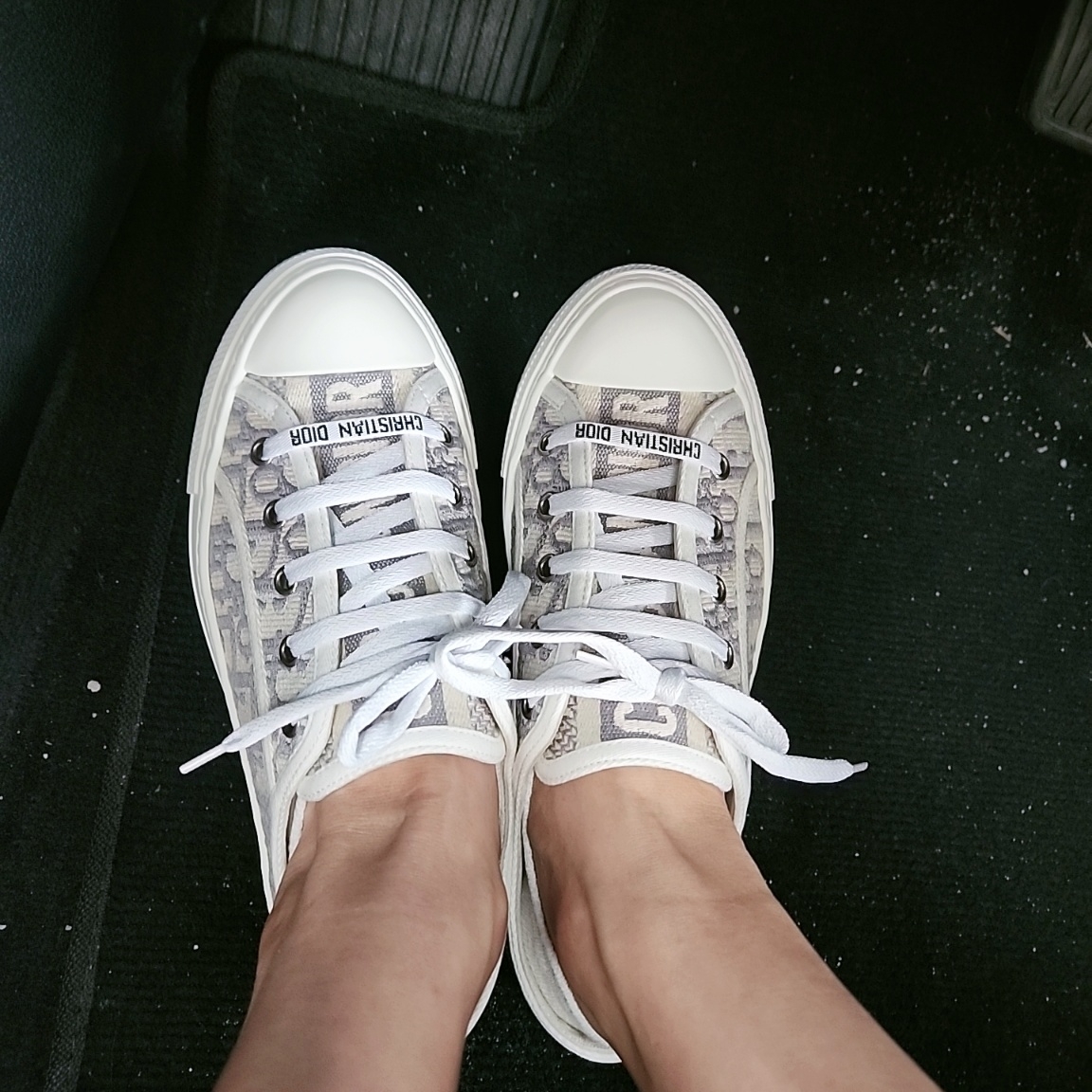 (W) Dior Walk'N'Dior Sneakers Oblique Gray 착용 스타일