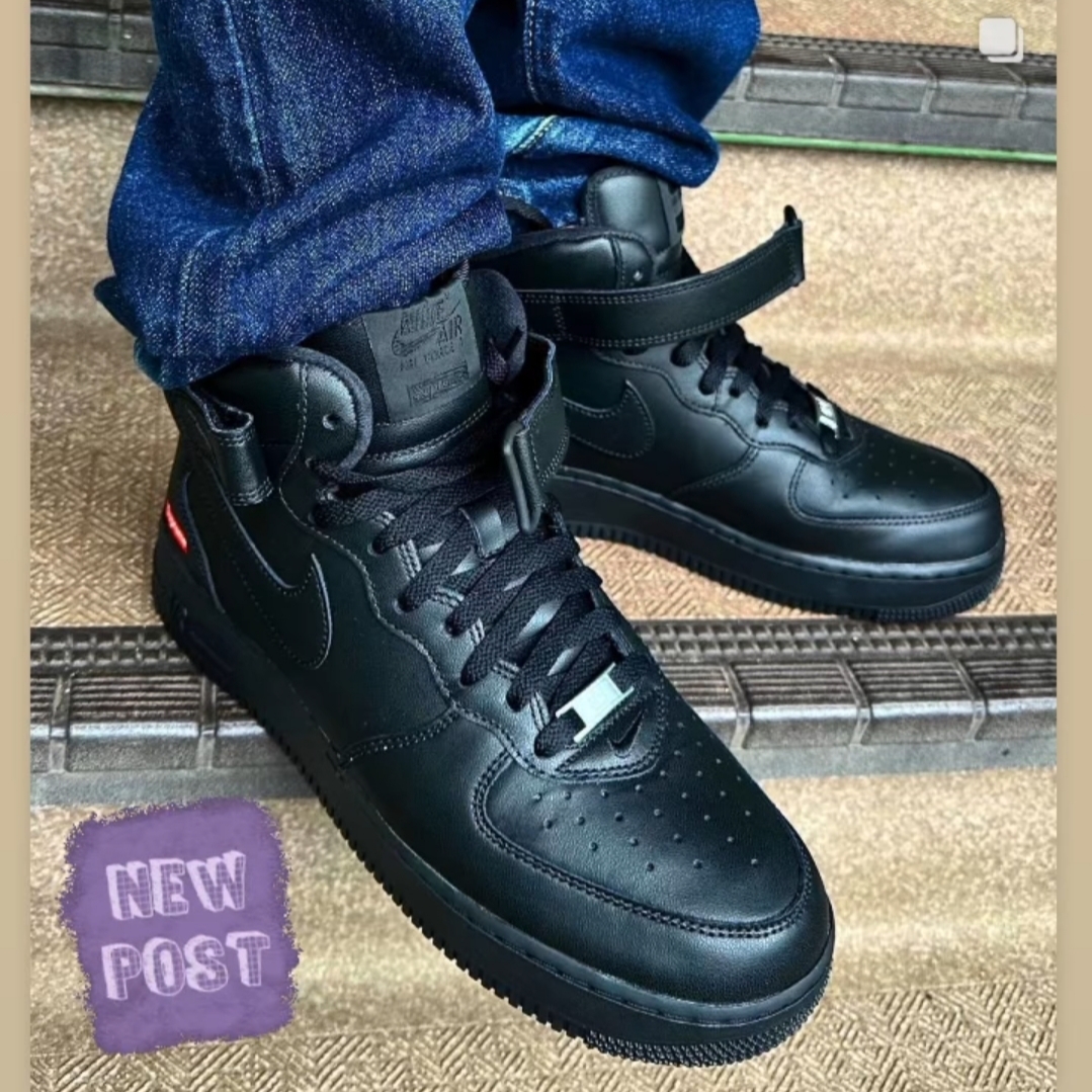 Nike x Supreme Air Force 1 Mid White, Nike x Supreme Air Force 1 Mid Black 착용 스타일 - 5