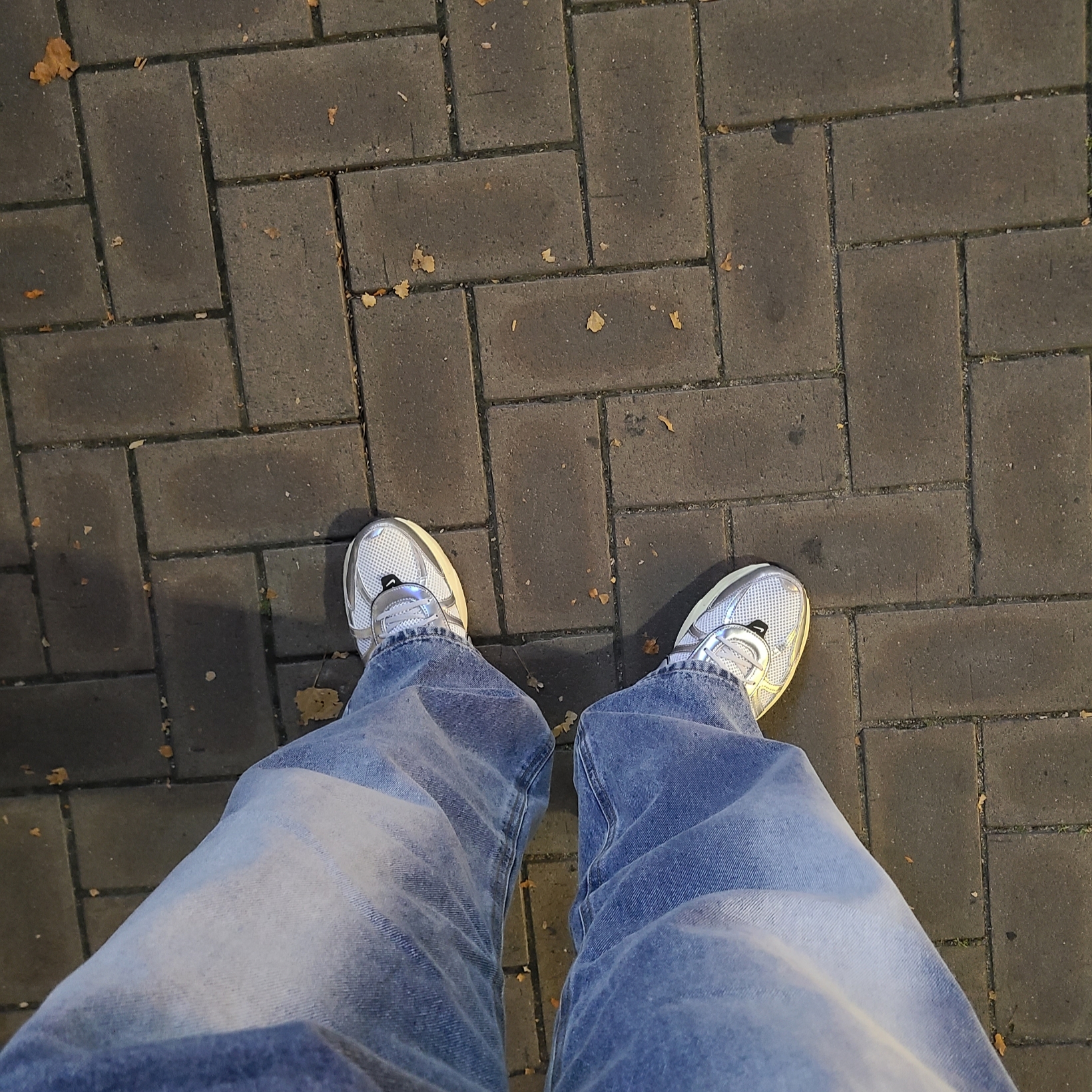 Nike V2K Run Pure Platinum Light Iron Ore 착용 스타일 - 1