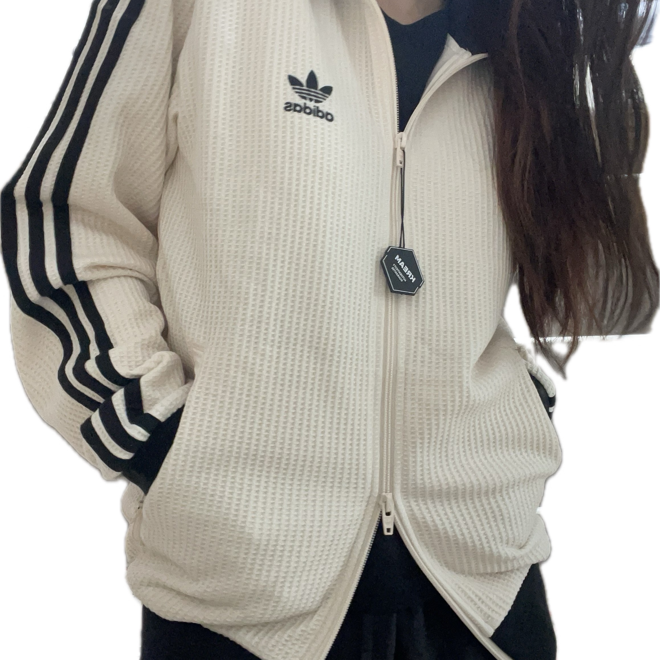 Adidas Waffle Beckenbauer Track Top Wonder White - KR Sizing 착용 스타일 - 2