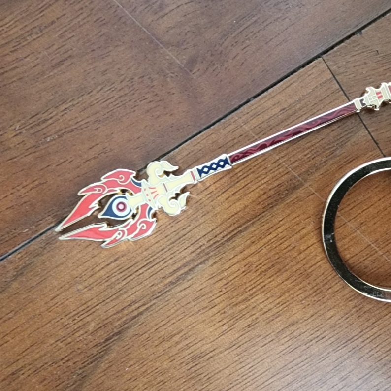 Genshin Metal Keychain Weapons Epitome Invocation Weapons Staff of Homa 착용 스타일 - 1