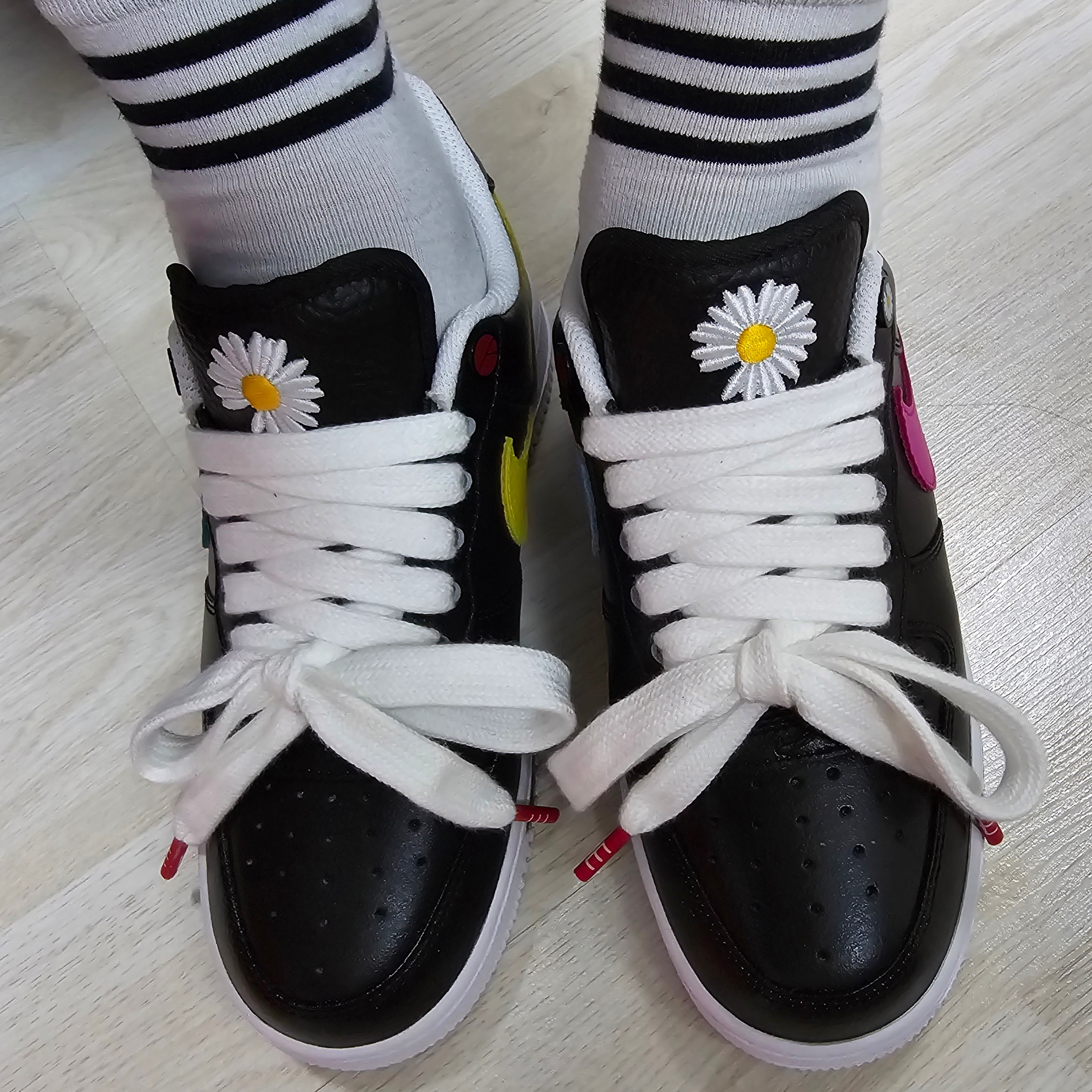 Nike x Peaceminusone Air Force 1 Low Para-Noise 3.0 Black and Multicolor 착용 스타일 - 3