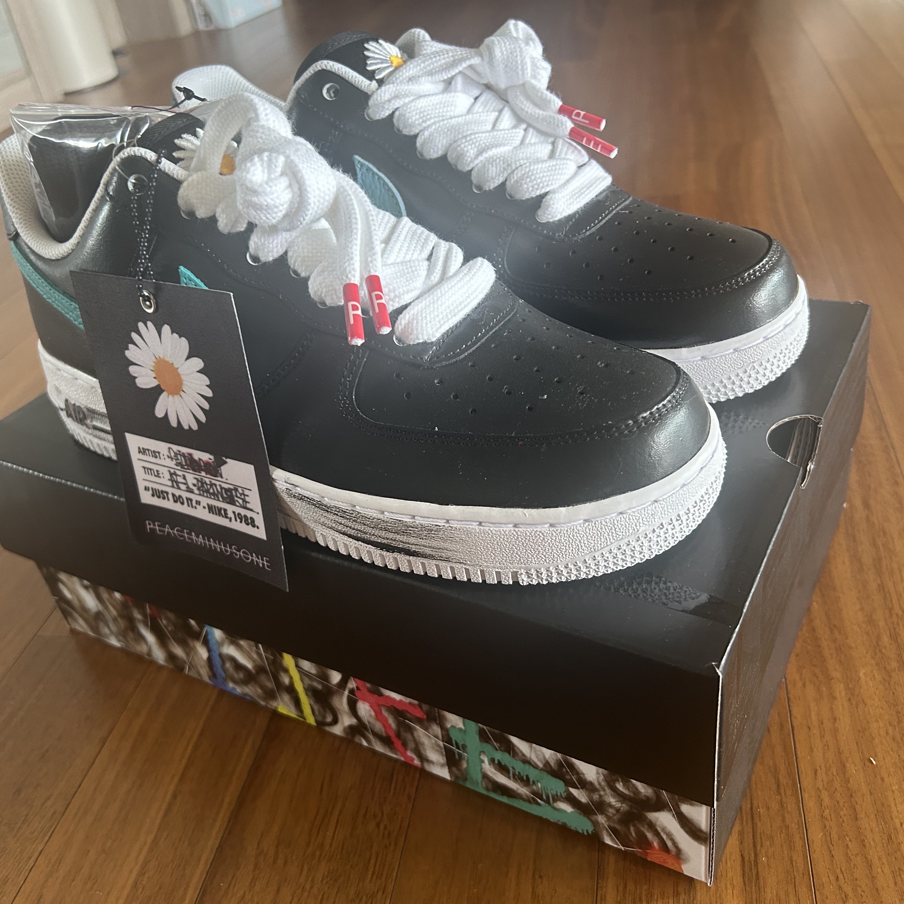 Nike x Peaceminusone Air Force 1 Low Para-Noise 3.0 Black and Multicolor 착용 스타일 - 3