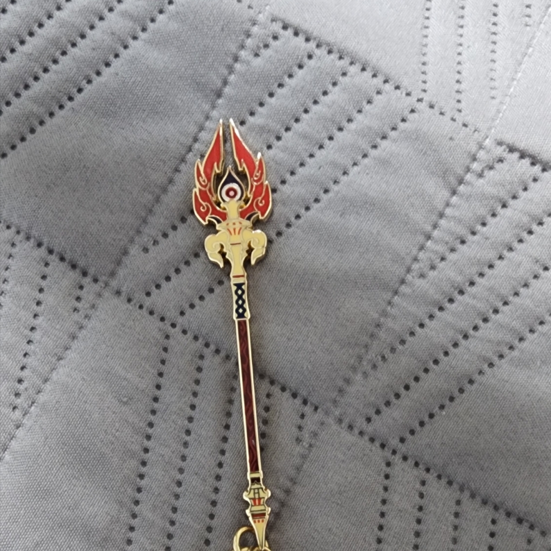 Genshin Metal Keychain Weapons Epitome Invocation Weapons Staff of Homa 착용 스타일 - 2
