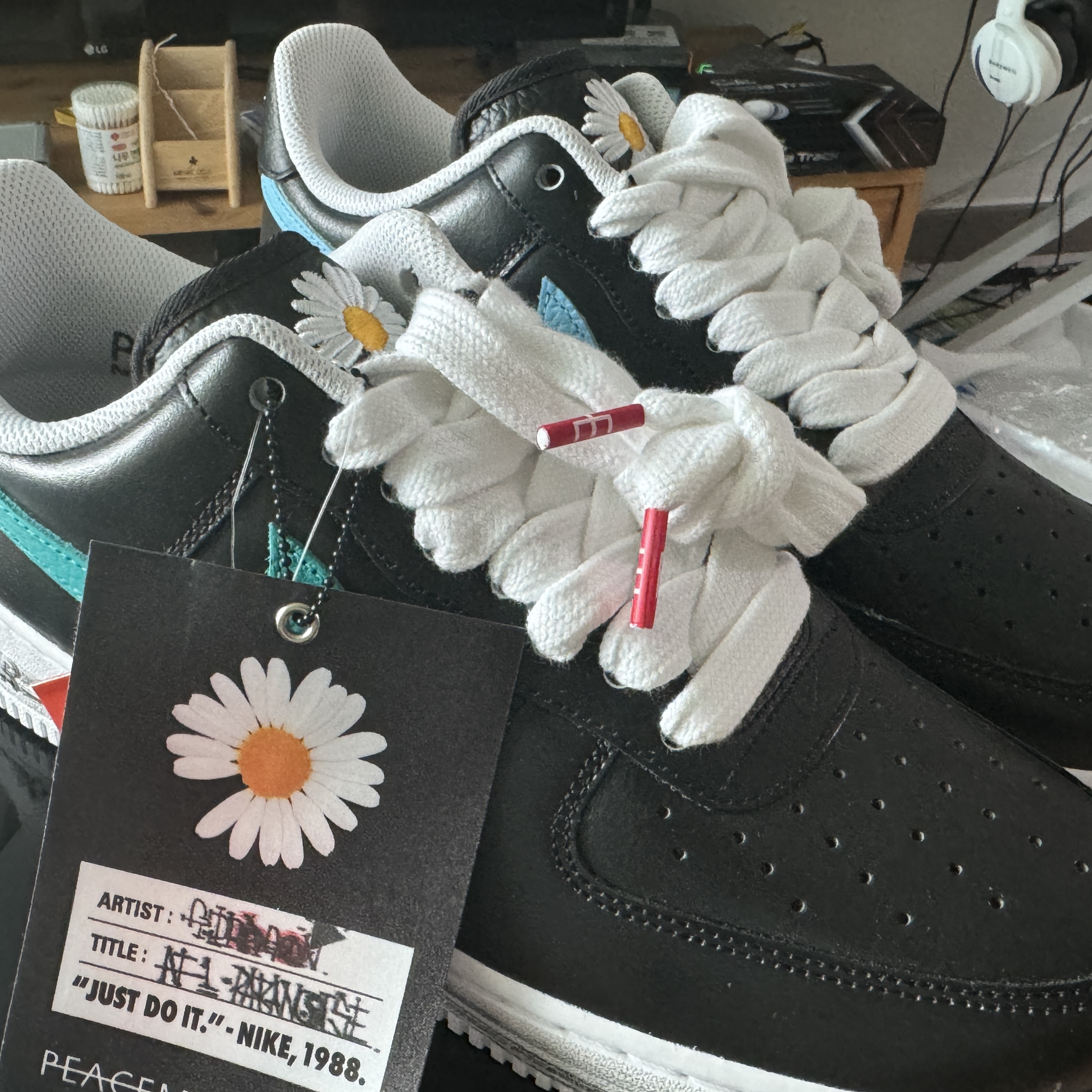 Nike x Peaceminusone Air Force 1 Low Para-Noise 3.0 Black and Multicolor 착용 스타일 - 4
