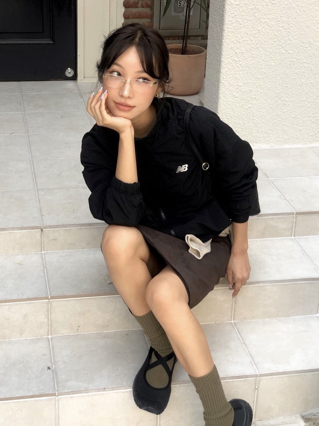 Salomon x Sandy Liang RX Marie Jeanne Black 착용 스타일 - 5