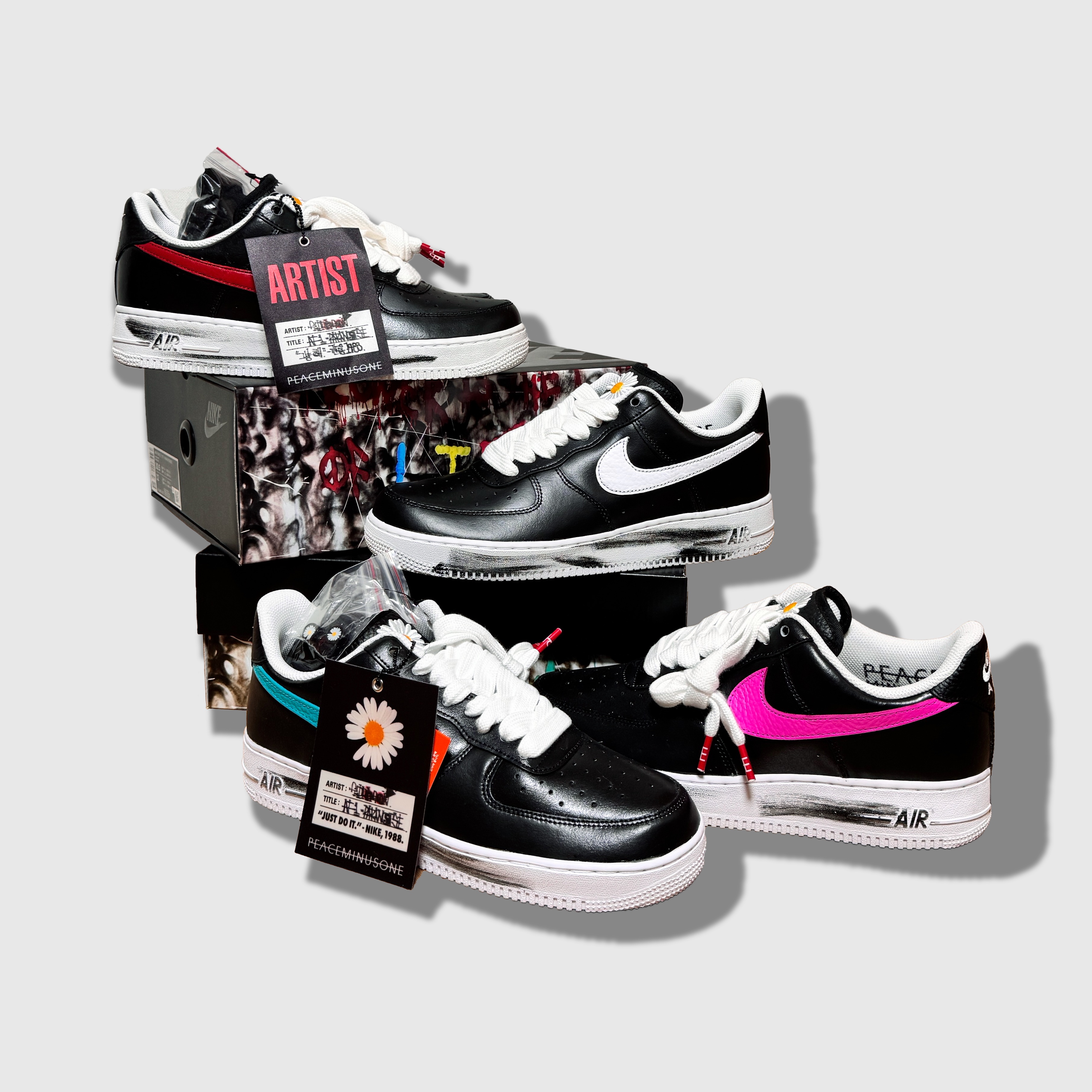 Nike x Peaceminusone Air Force 1 Low Para-Noise 3.0 Black and Multicolor, Nike x Peaceminusone Air Force 1 Low Para-Noise 착용 스타일