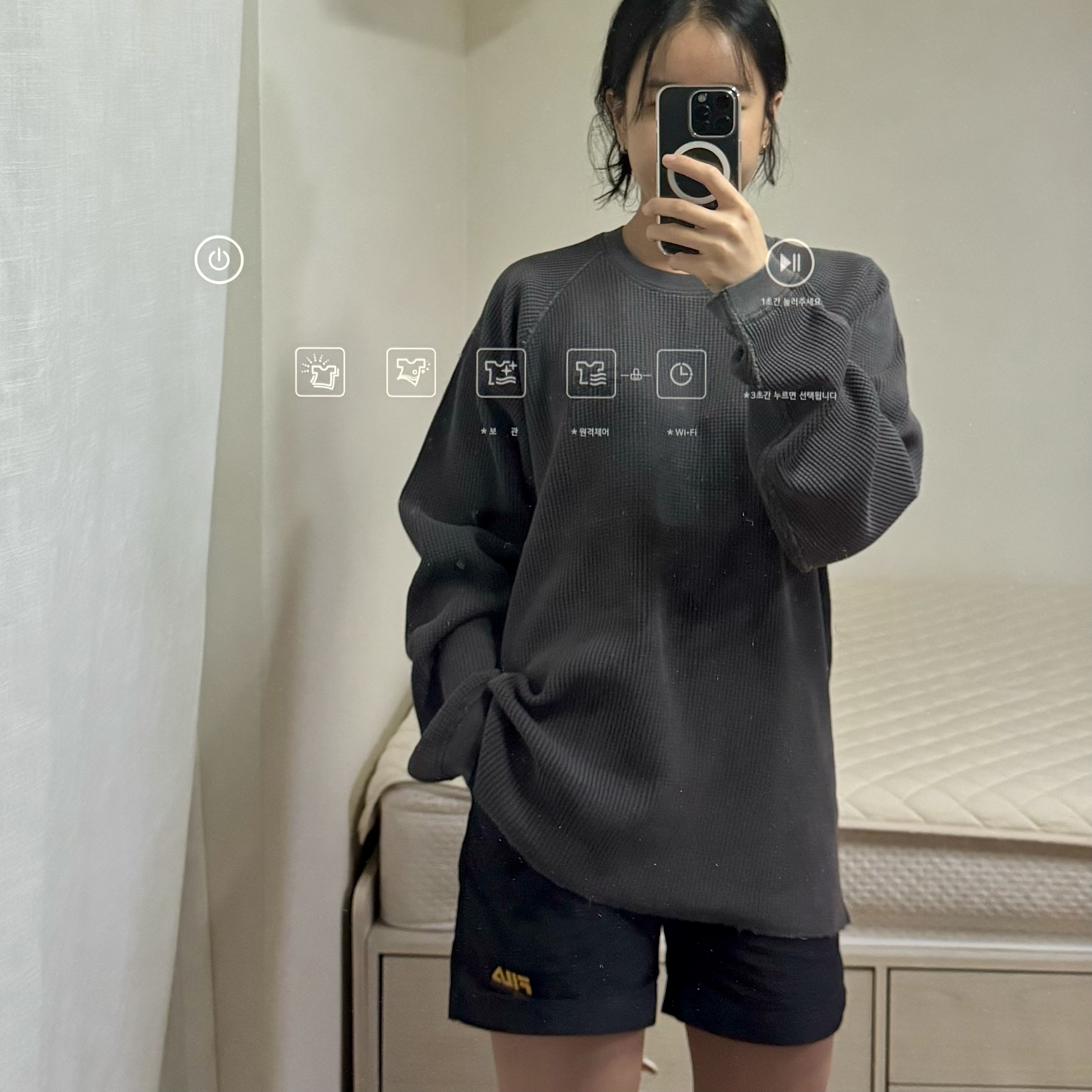 Stussy Raglan Thermal LS Crew Bone, Stussy Raglan Thermal LS Crew Washed Black 착용 스타일 - 2