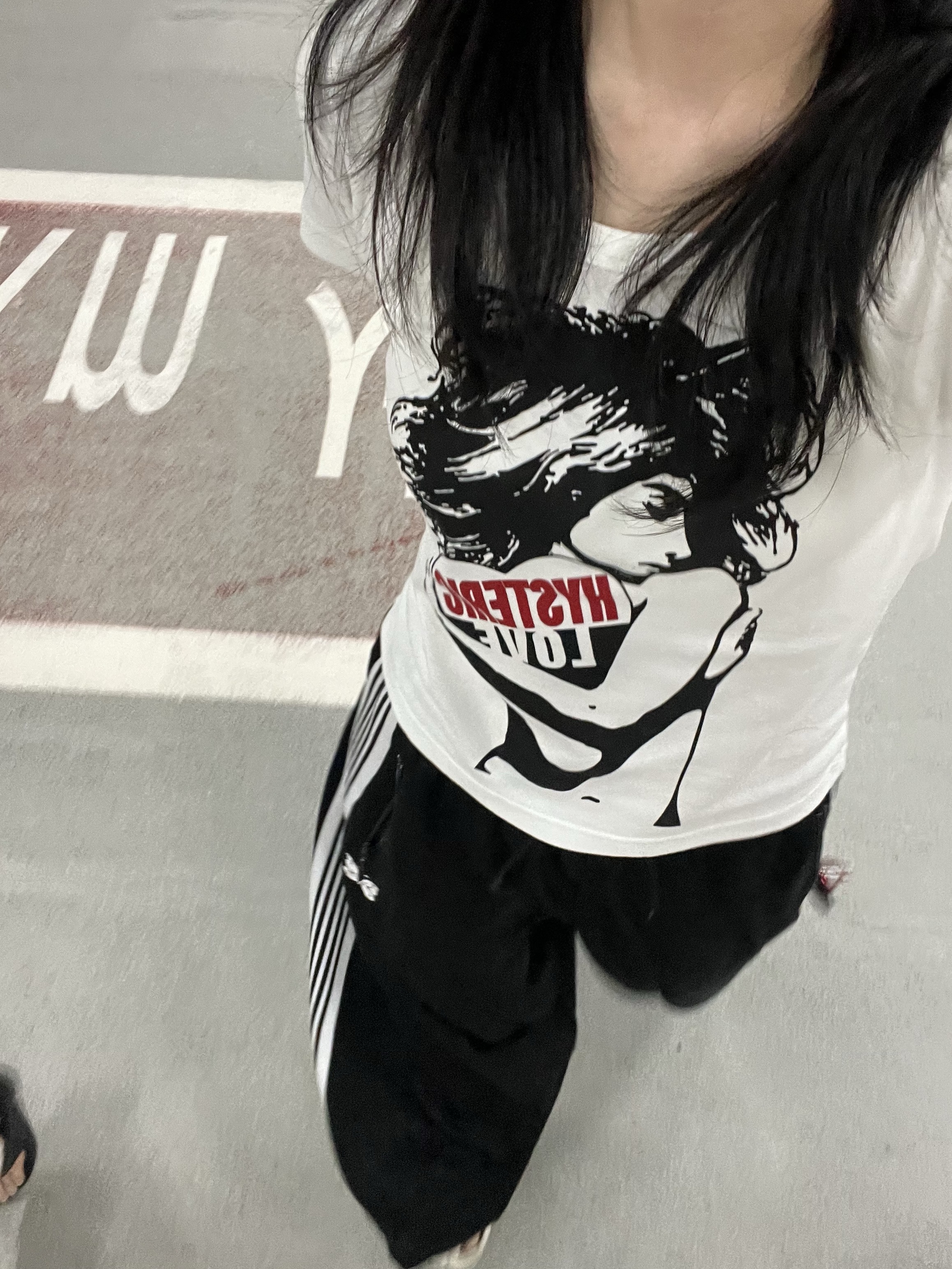 Needles H.D. Track Pants Poly Smooth Black White, Needles x LHP H.D. Track Pants Poly Smooth Black White 착용 스타일 - 1