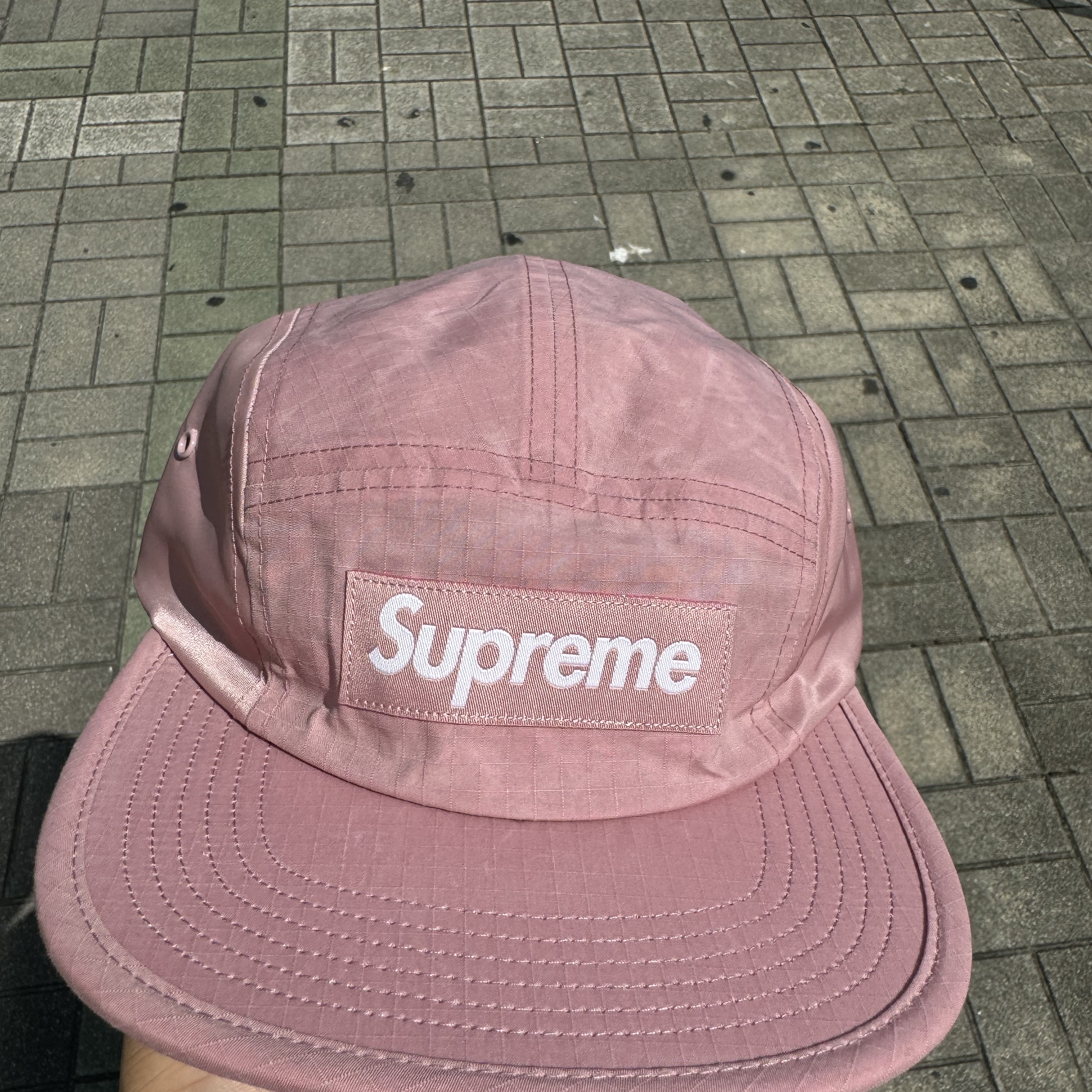 Supreme Waxed Ripstop Camp Cap Light Pink - 24FW 착용 스타일