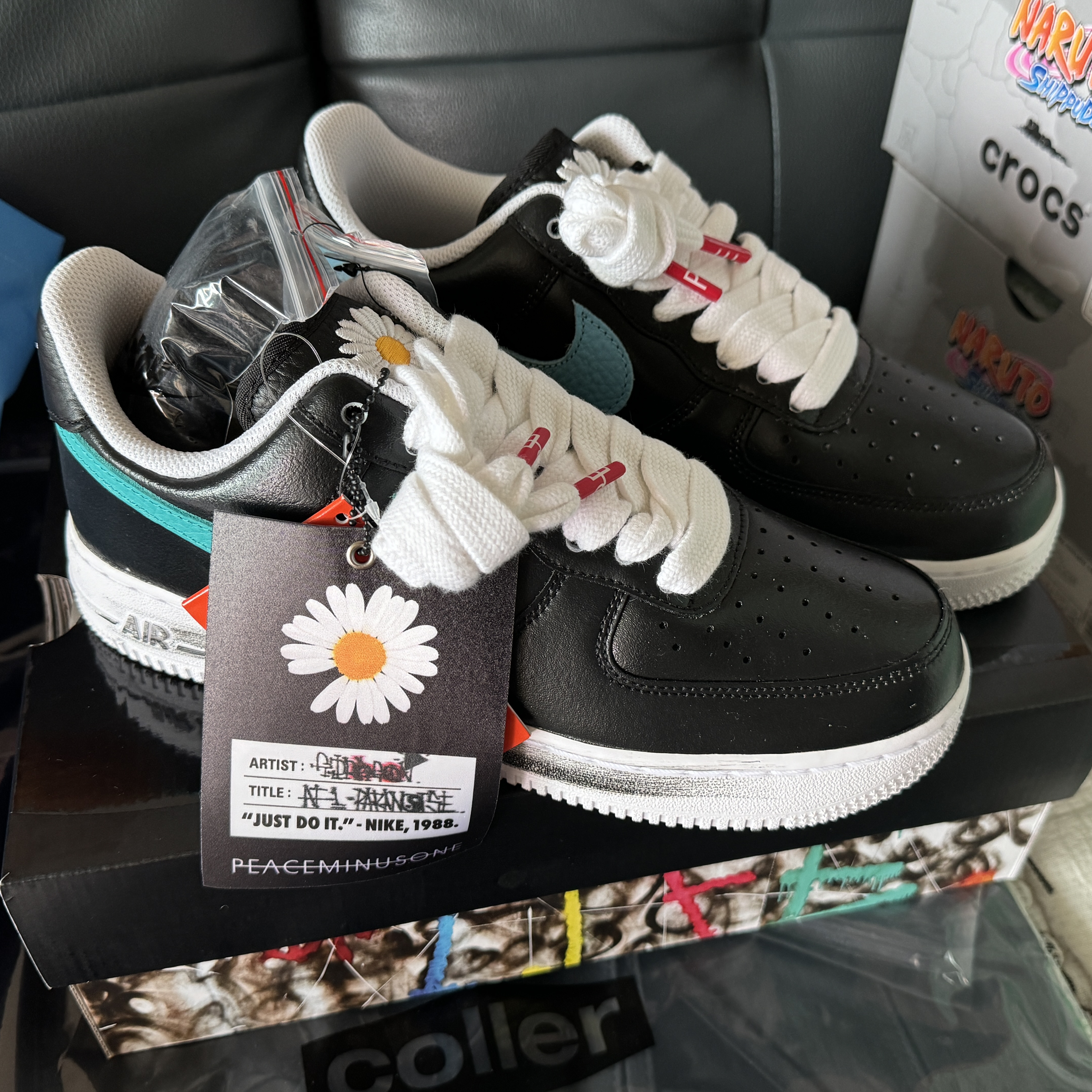 Nike x Peaceminusone Air Force 1 Low Para-Noise 3.0 Black and Multicolor 착용 스타일