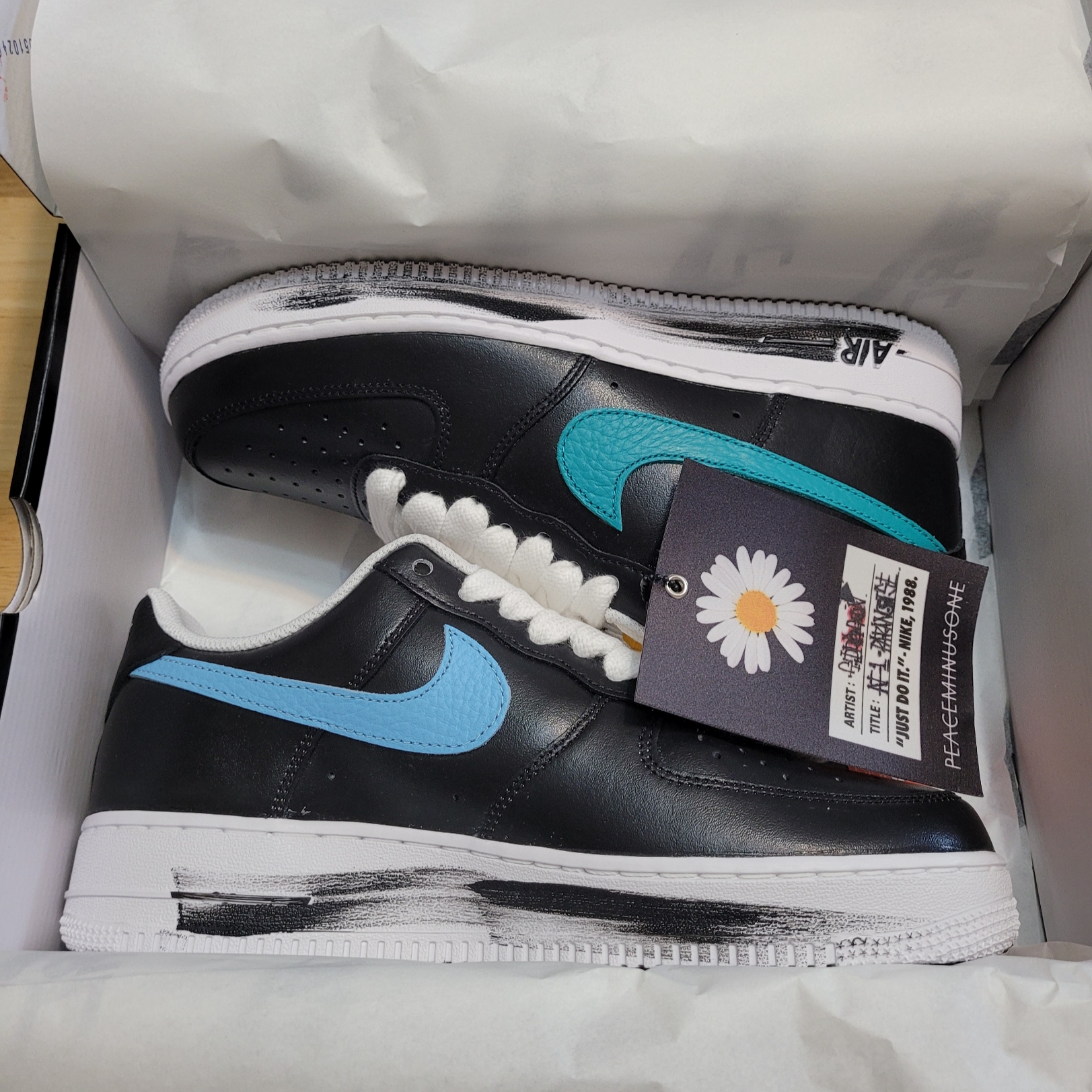 Nike x Peaceminusone Air Force 1 Low Para-Noise 3.0 Black and Multicolor 착용 스타일 - 4