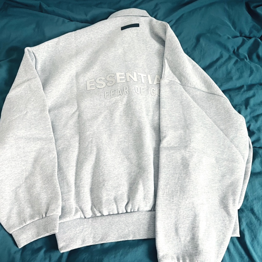 Essentials Longsleeve Polo Dark Heather Oatmeal - 24SS 착용 스타일