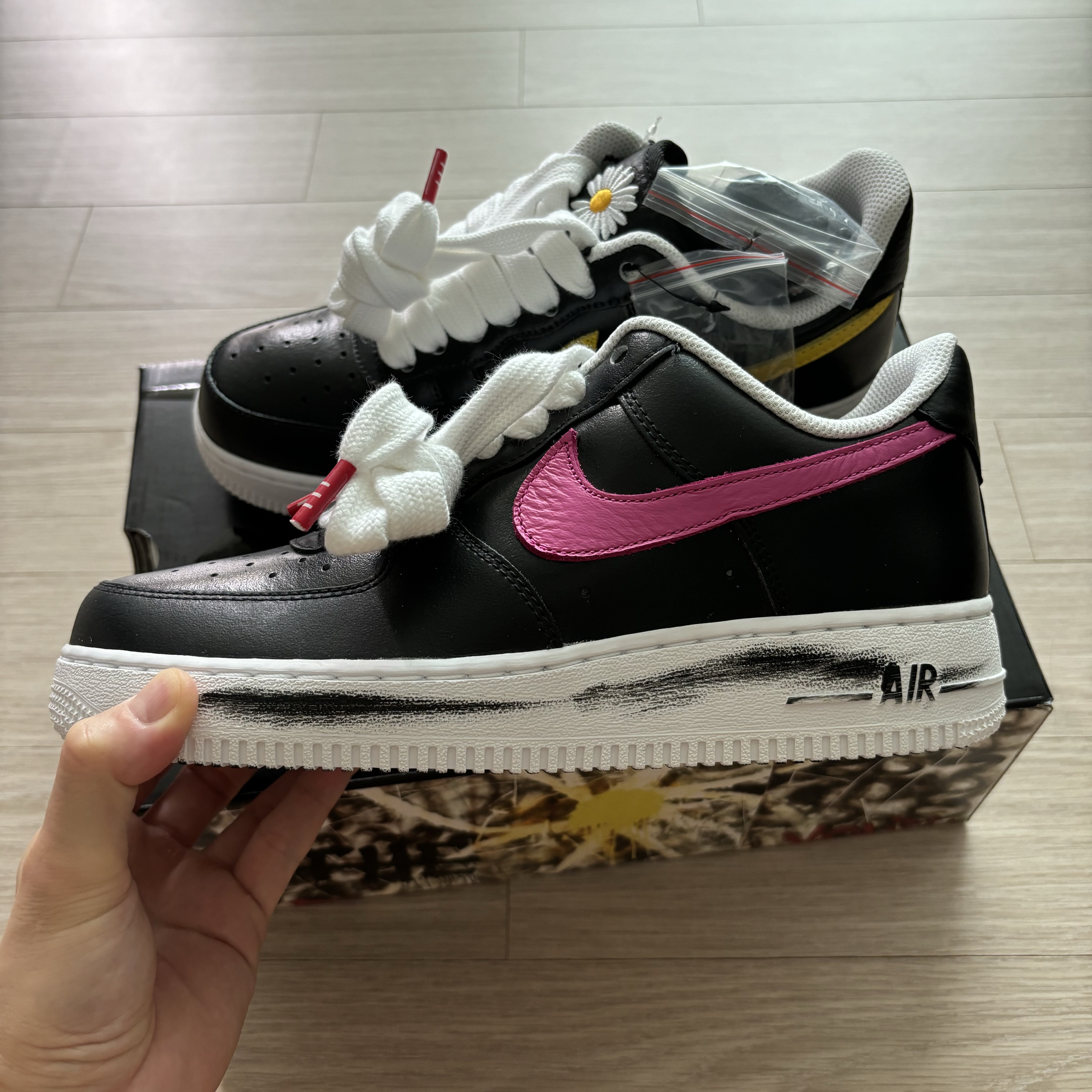 Nike x Peaceminusone Air Force 1 Low Para-Noise 3.0 Black and Multicolor 착용 스타일 - 4