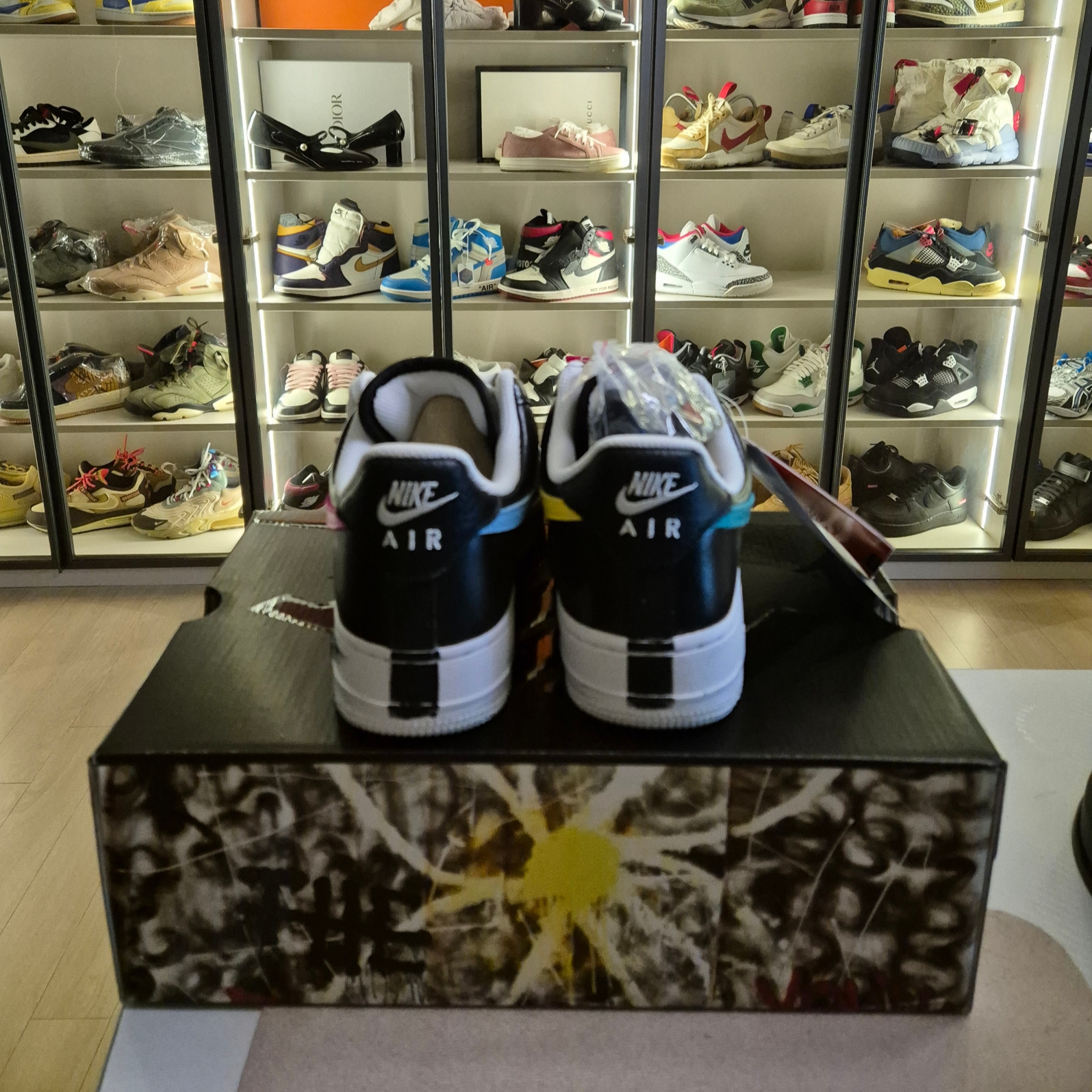 Nike x Peaceminusone Air Force 1 Low Para-Noise 3.0 Black and Multicolor 착용 스타일 - 4