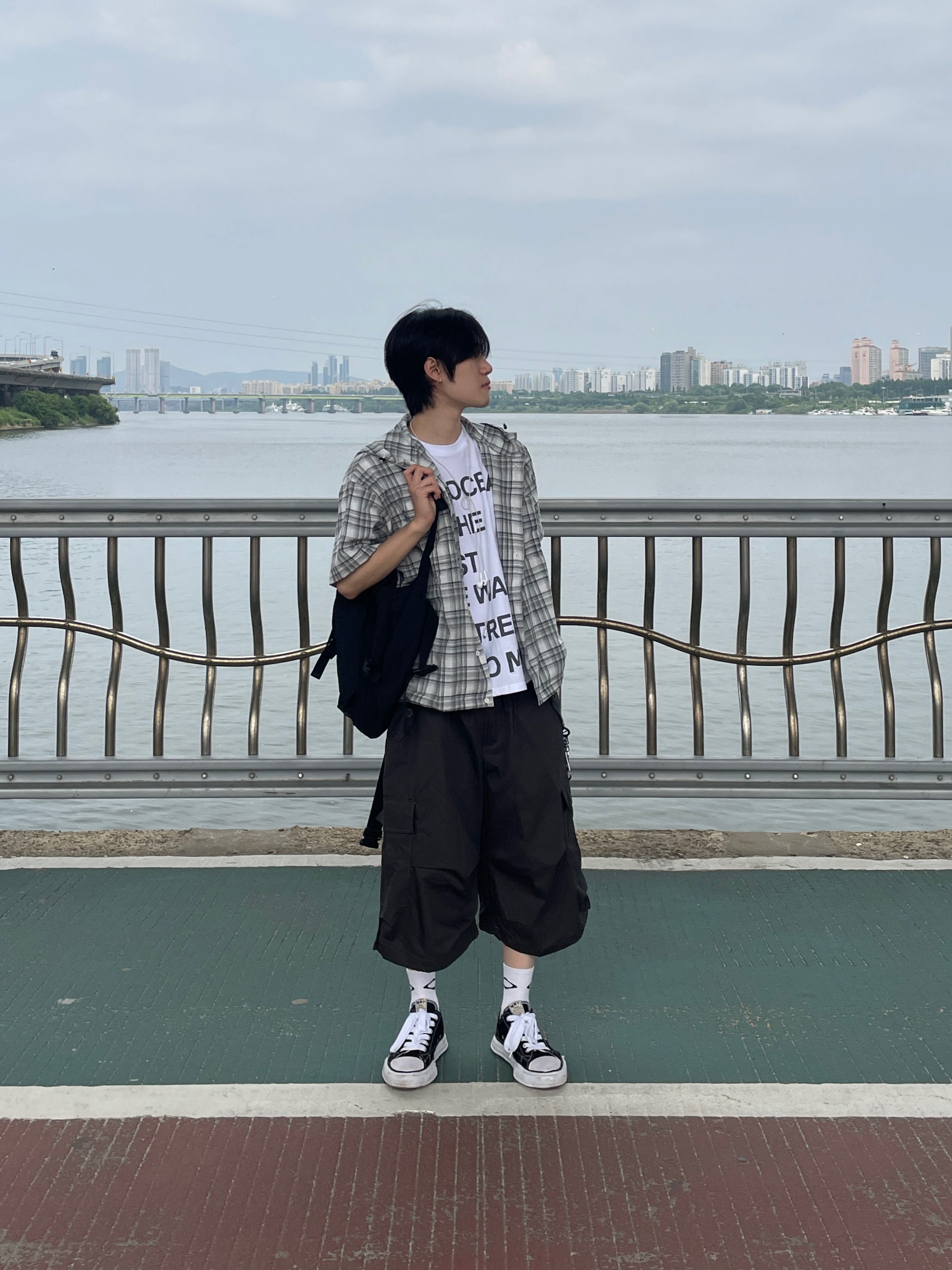 Maison Mihara Yasuhiro Peterson OG Sole Canvas Low Sneakers Black 착용 스타일 - 8
