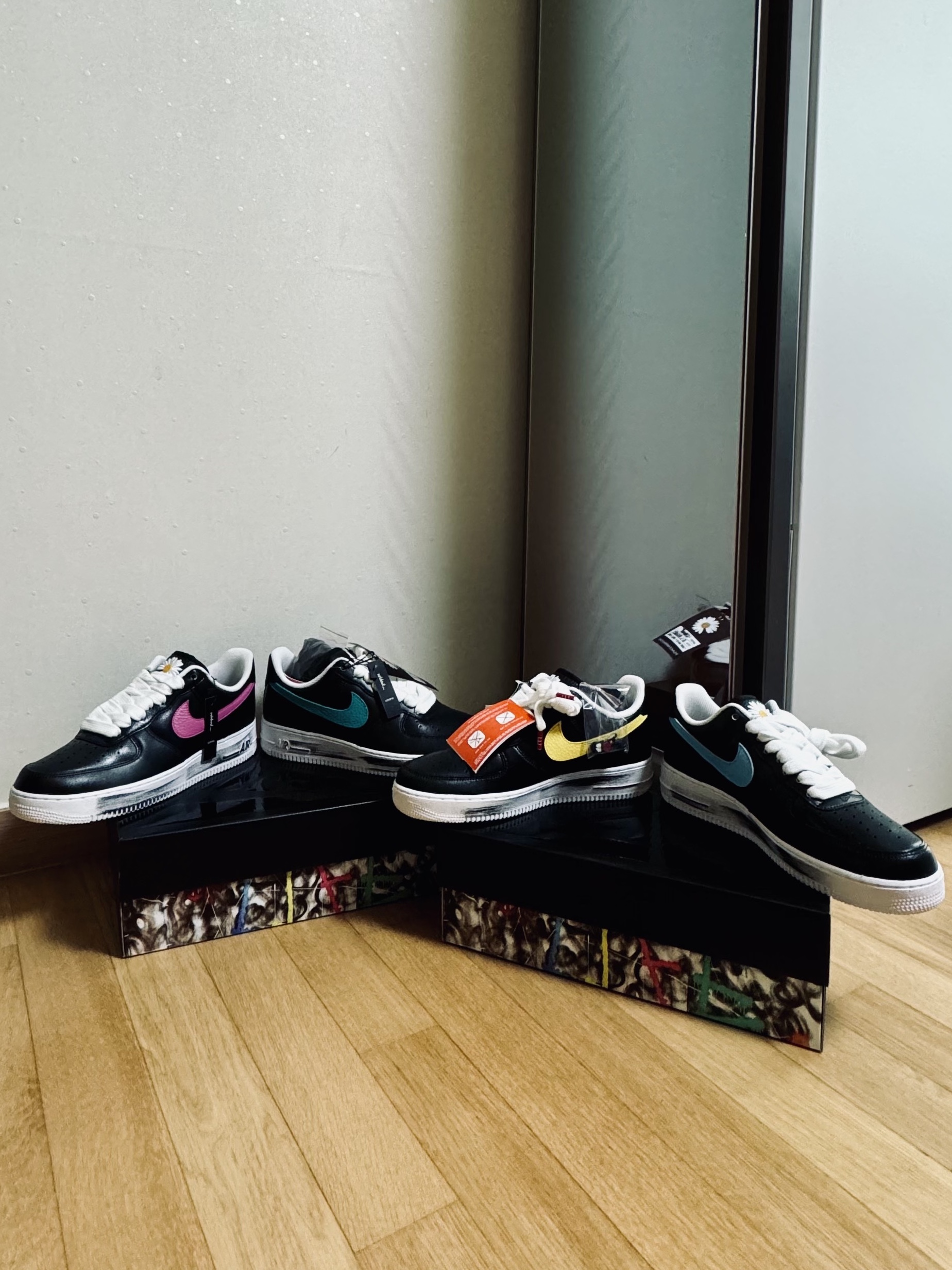 Nike x Peaceminusone Air Force 1 Low Para-Noise 3.0 Black and Multicolor 착용 스타일