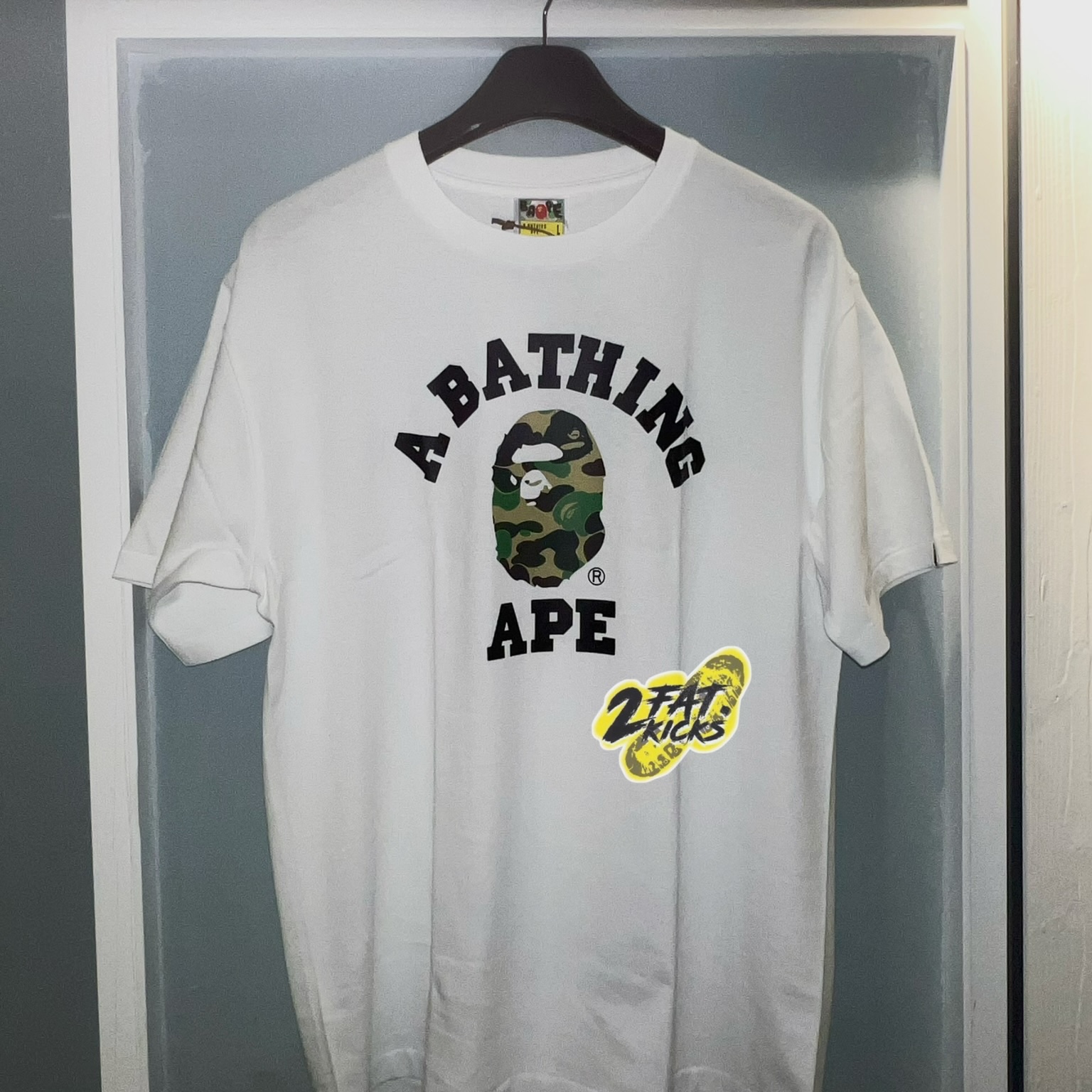 BAPE ABC Camo College T-Shirt Black Green, BAPE ABC Camo College T-Shirt White Green 착용 스타일 - 6