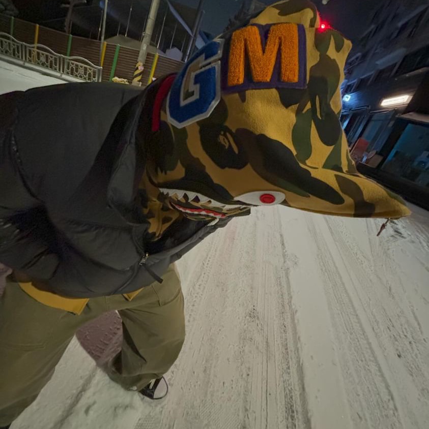 BAPE 1st Camo Shark Full Zip Hoodie Yellow, Maison Mihara Yasuhiro Peterson OG Sole Canvas Low Sneakers Black 착용 스타일