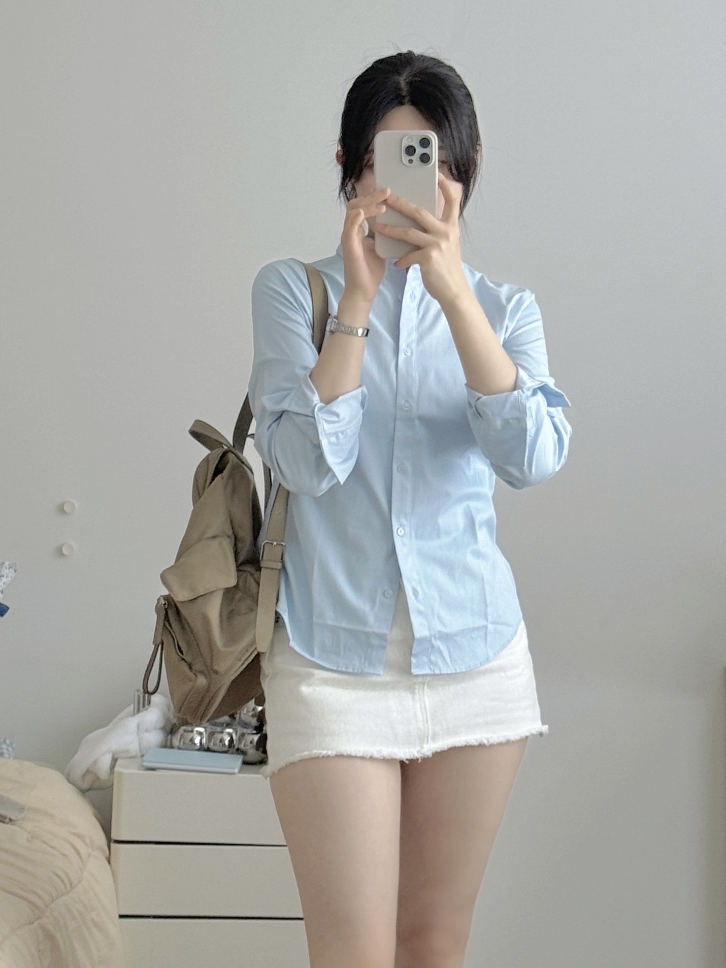 Vunque Occam Doux Double Pocket Backpack M Light Beige, Onitsuka Tiger Mexico 66 SD Birch Silver 착용 스타일 - 1