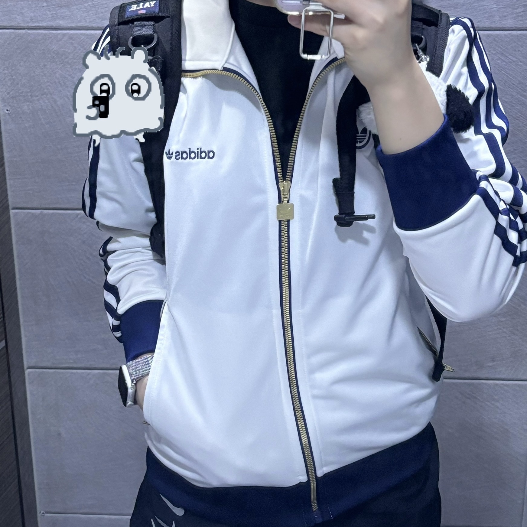 (W) Adidas Firebird Badge Track Top Cloud White - KR Sizing 착용 스타일