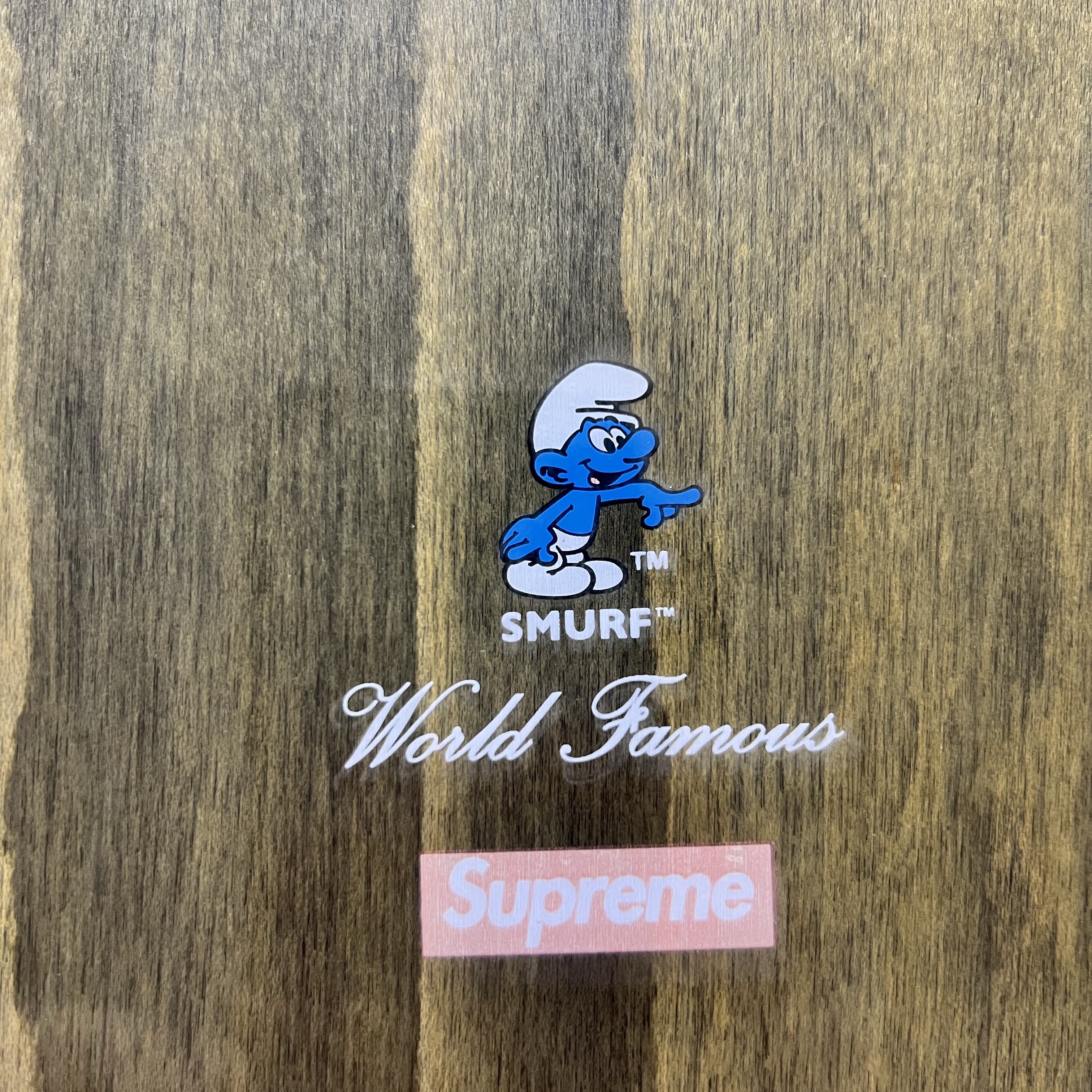 Supreme Smurf Skateboard Deck Red - 20FW 착용 스타일 - 4